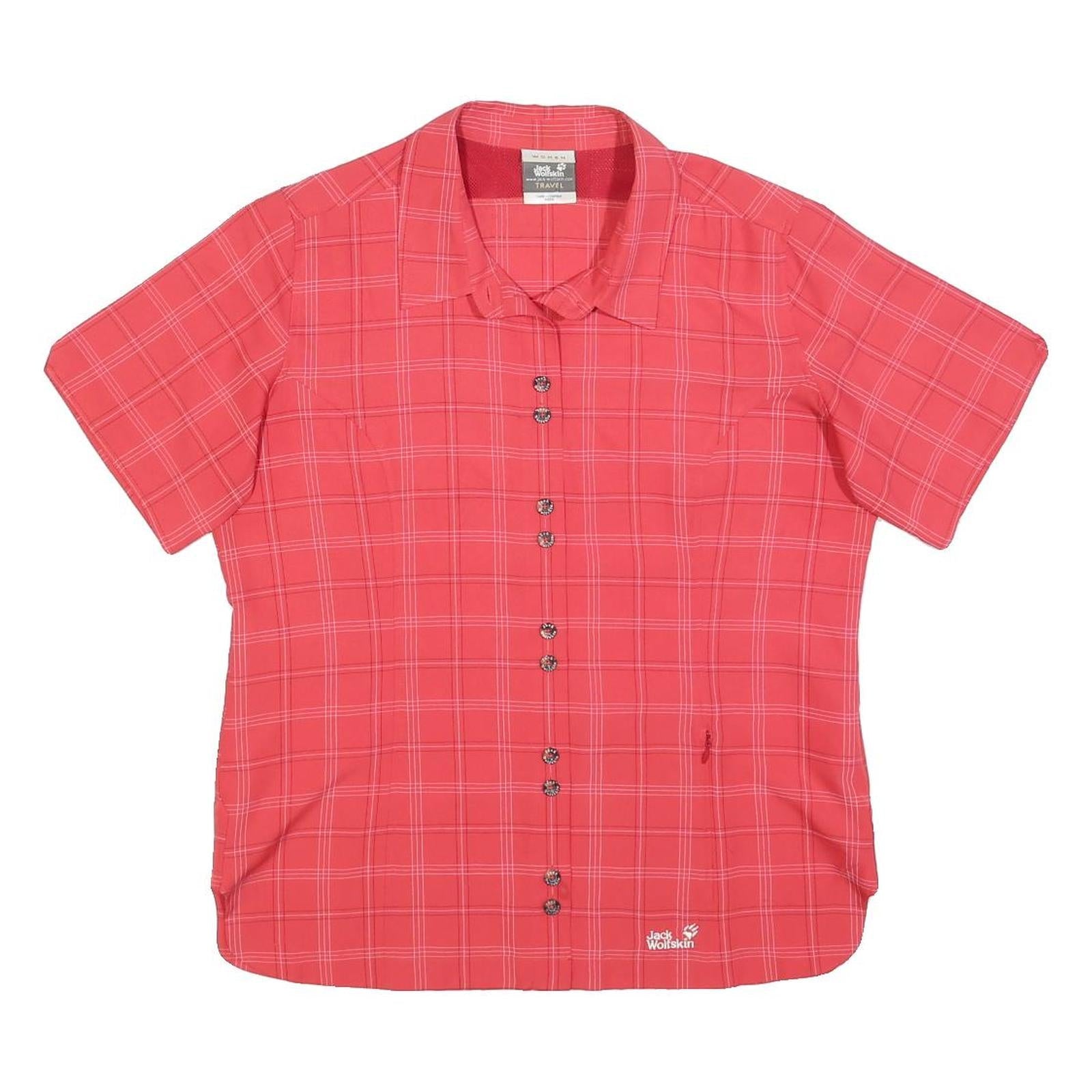 JACK WOLFSKIN Womens Red Check Shirt L Outdoor Travel Button-Up Lightweight Refurbished - N/A refurbished available on Cerqular