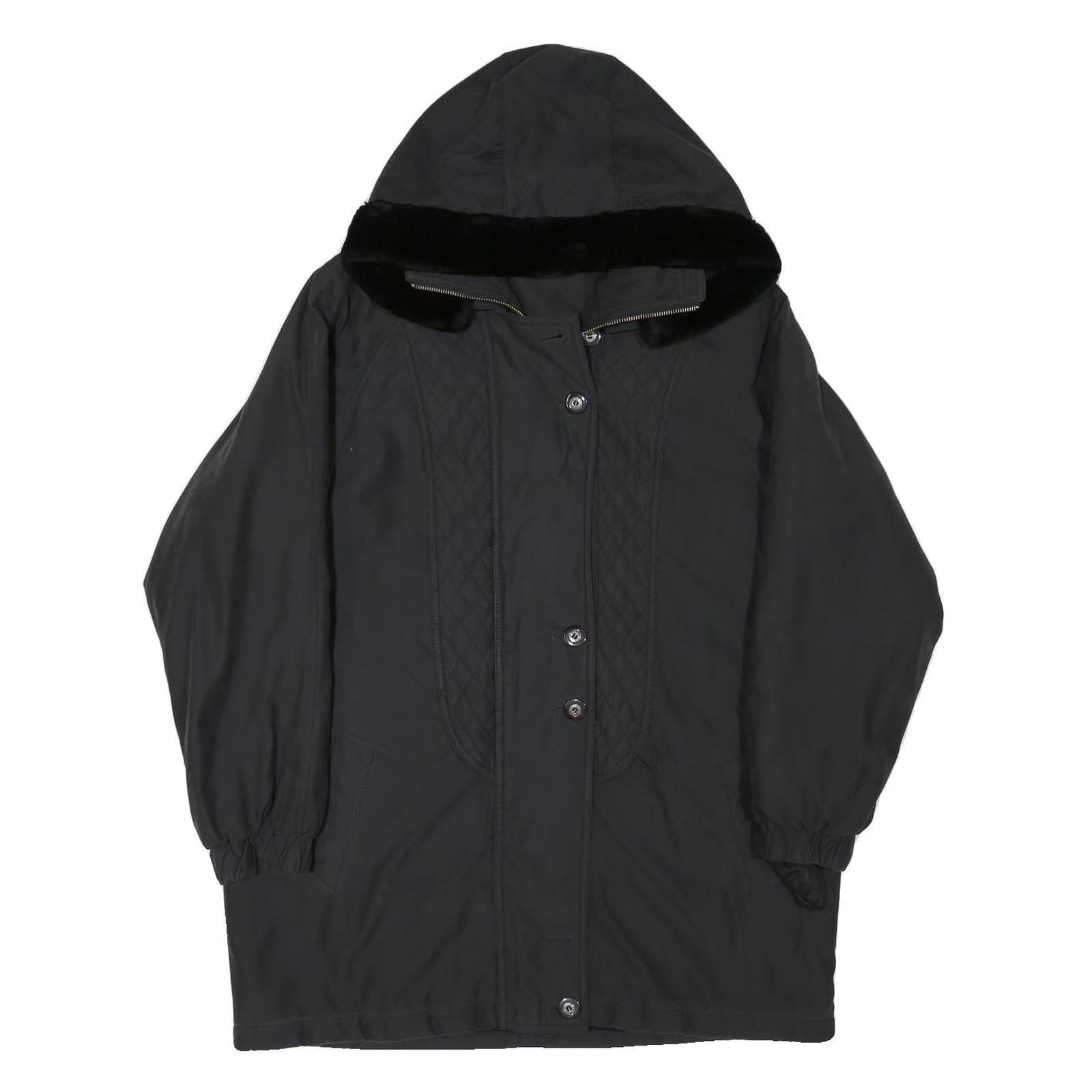 Womens Black Quilted Hooded Zip Jacket Polyester Blend L Lightweight Outerwear Refurbished - N/A refurbished available on Cerqular