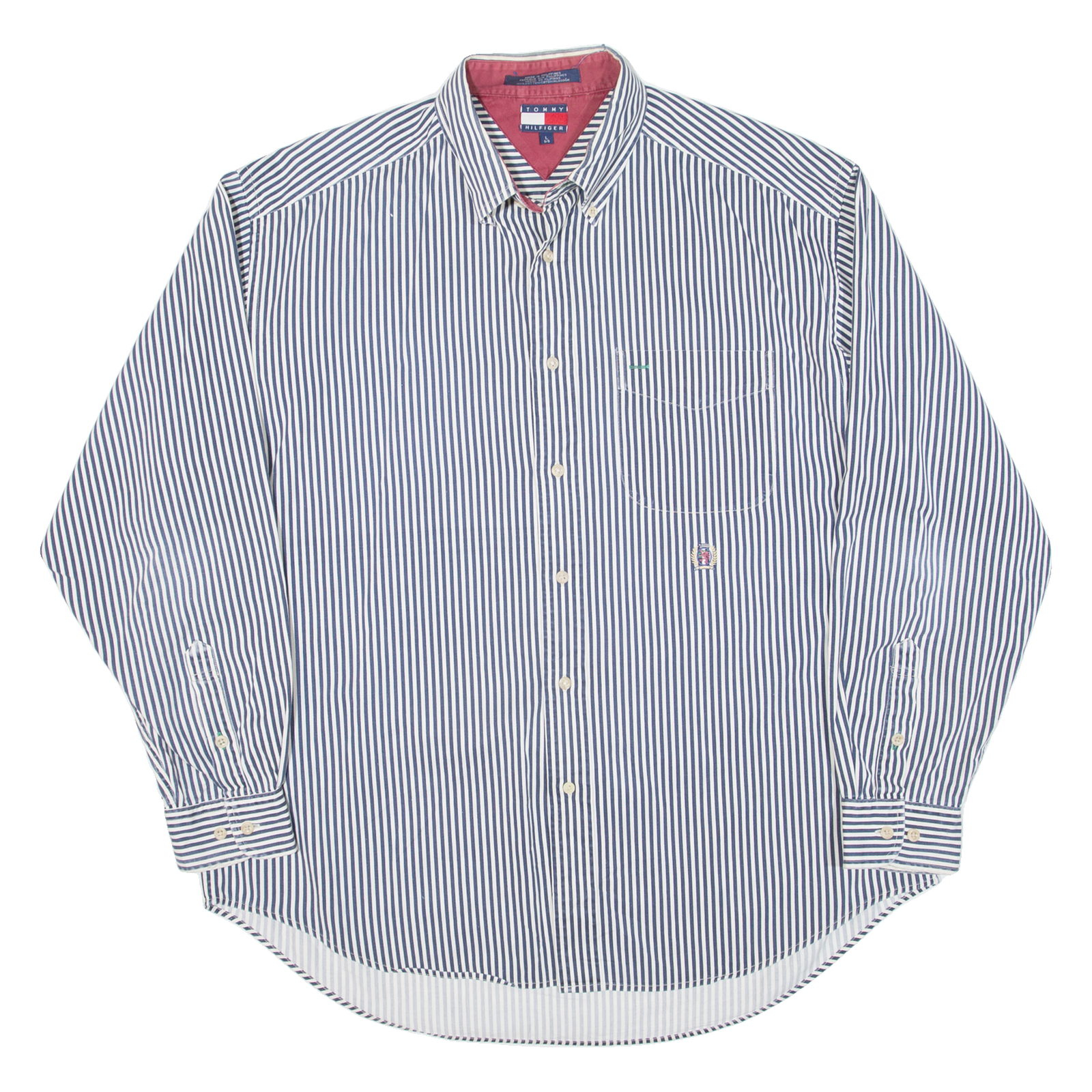 TOMMY HILFIGER Mens Shirt Blue Striped Long Sleeve L Refurbished - N/A refurbished available on Cerqular