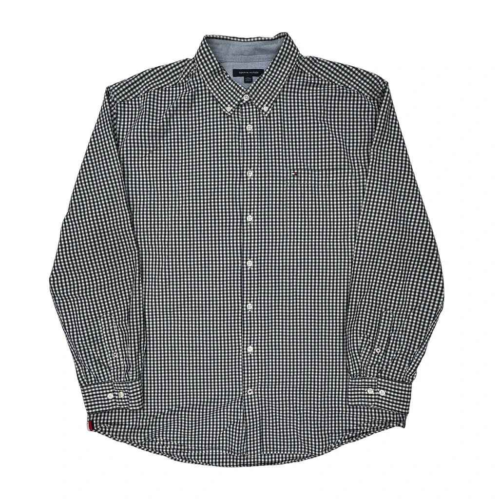 Tommy Hilfiger Checked Shirt - 2XL Black & White Cotton Refurbished - Thrifted (note: this is a term often used to describe second- refurbished available on Cerqular