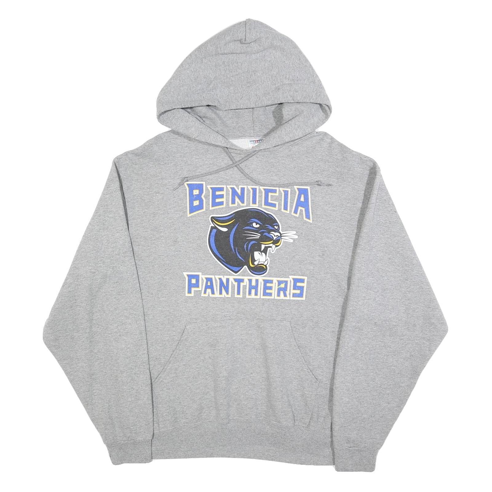 JERZEES Mens Grey Benicia Panthers Hoodie L Cotton Blend Pullover Sweatshirt Refurbished - N/A refurbished available on Cerqular