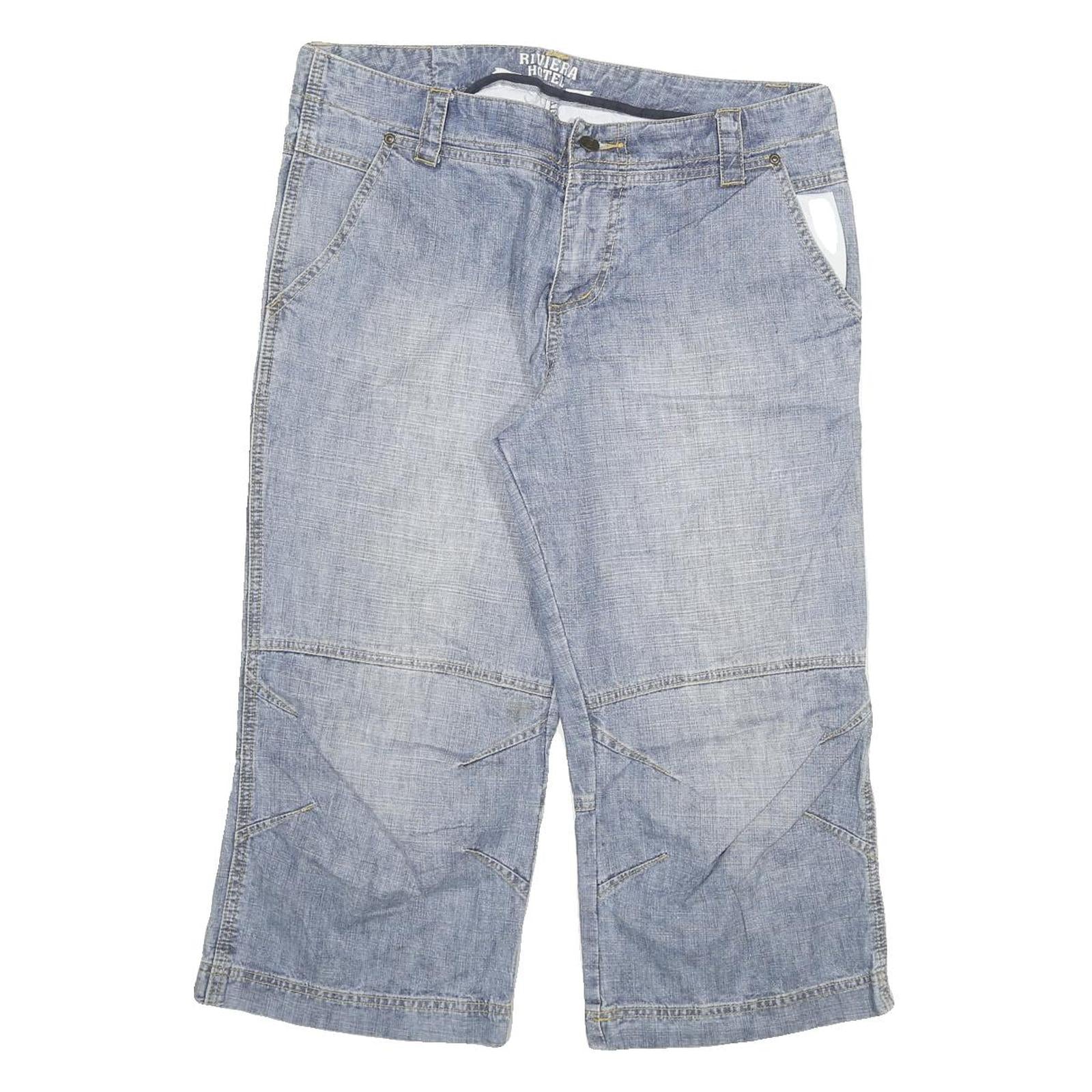 RIVIERA HOTEL Mens Cotton Blend Blue Casual Shorts XL W34 Comfortable Summer Refurbished - N/A refurbished available on Cerqular