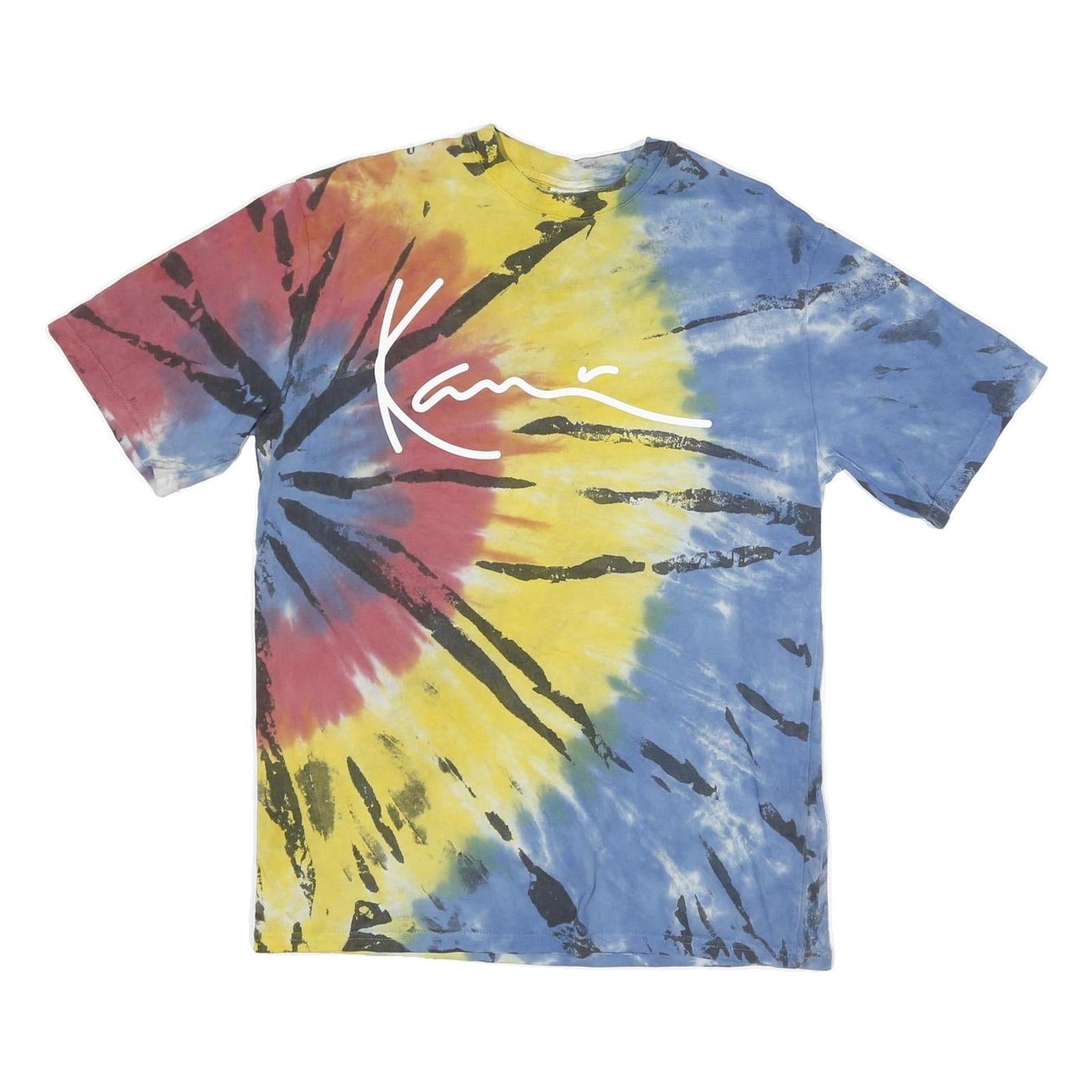 KANI Mens Blue & Red & Yellow Tie Dye T-Shirt S Short Sleeve Crew Neck Cotton Refurbished - N/A refurbished available on Cerqular