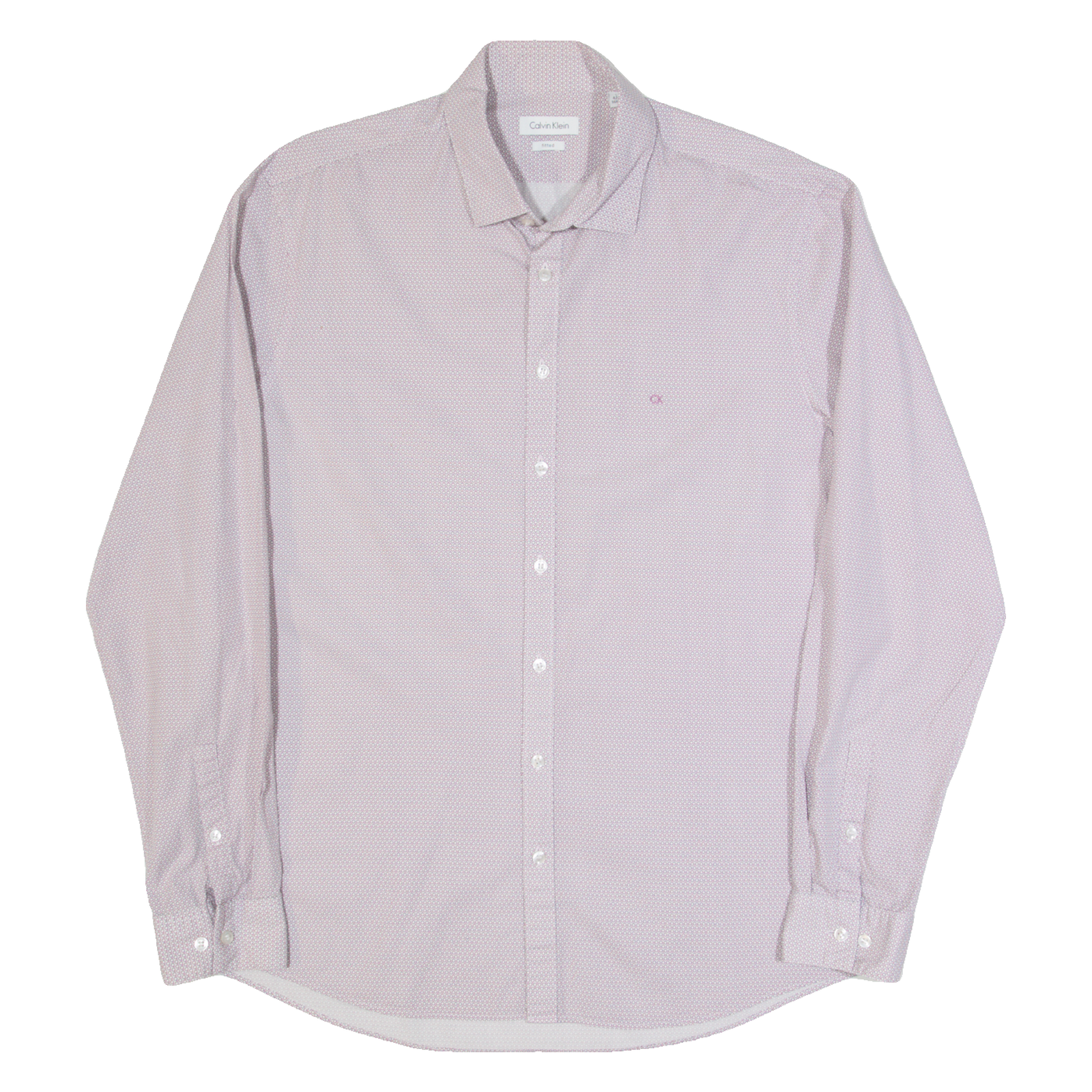 CALVIN KLEIN Fitted Mens Shirt Red Spotted Long Sleeve L Refurbished - N/A refurbished available on Cerqular