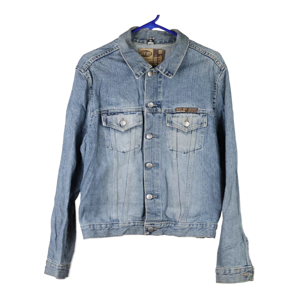 Key Denim Jacket - XL Blue Cotton Refurbished - Thrifted (note: this is a term often used to describe second- refurbished available on Cerqular