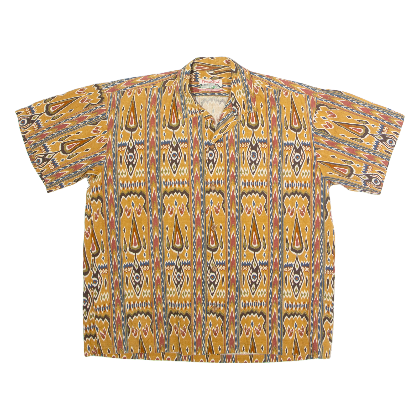 VIRVUE REID Mens Shirt Gold 90s Crazy Pattern L Refurbished - N/A refurbished available on Cerqular
