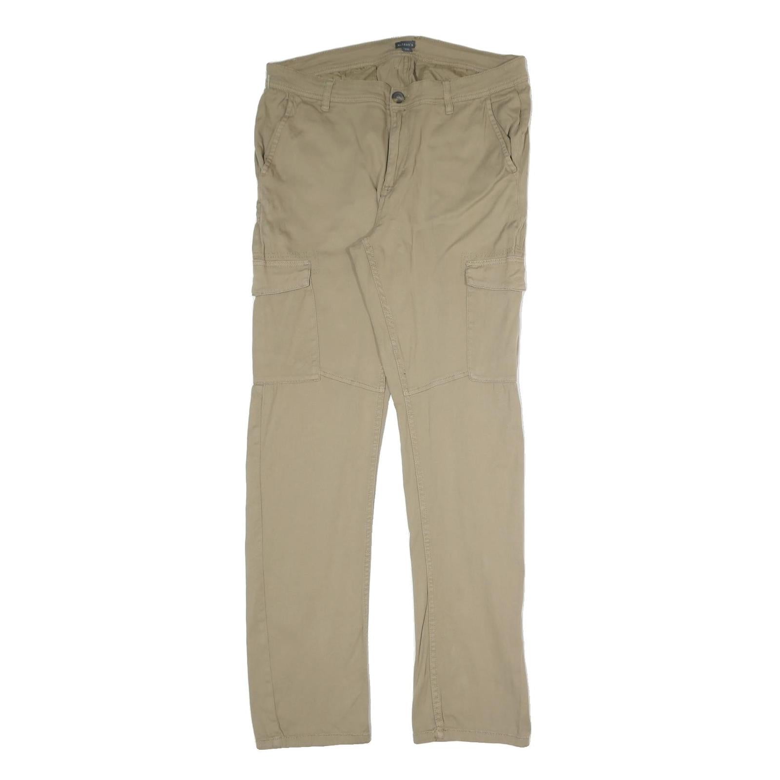 WATSON'S Mens Cotton Blend Beige Regular Straight Trousers W36 L33 Cargo Pockets Refurbished - N/A refurbished available on Cerqular