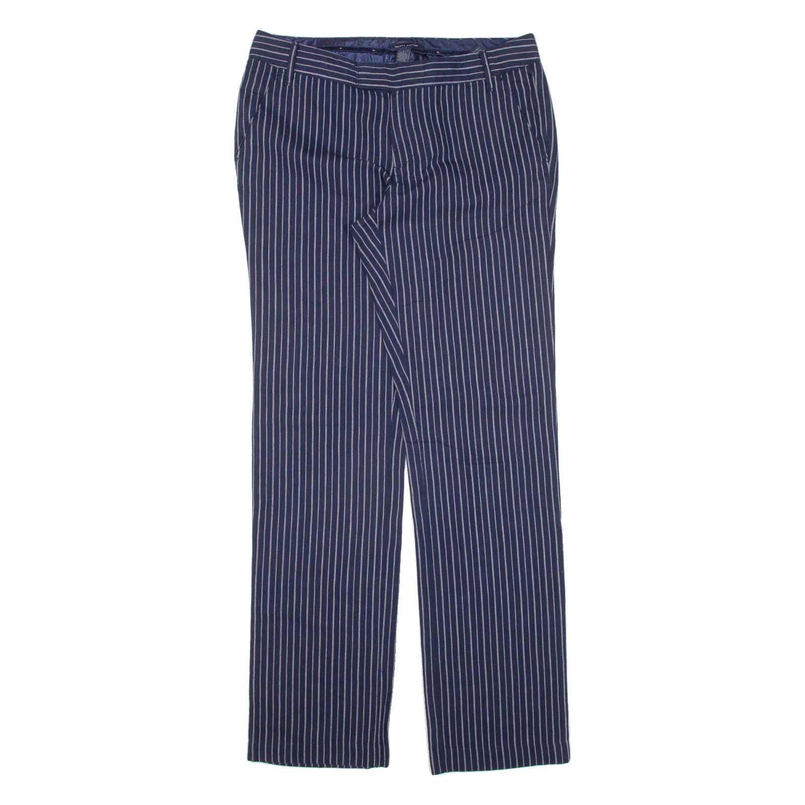 TOMMY HILFIGER Striped Womens Trousers Blue Regular Straight Linen W32 L31 Refurbished - N/A refurbished available on Cerqular