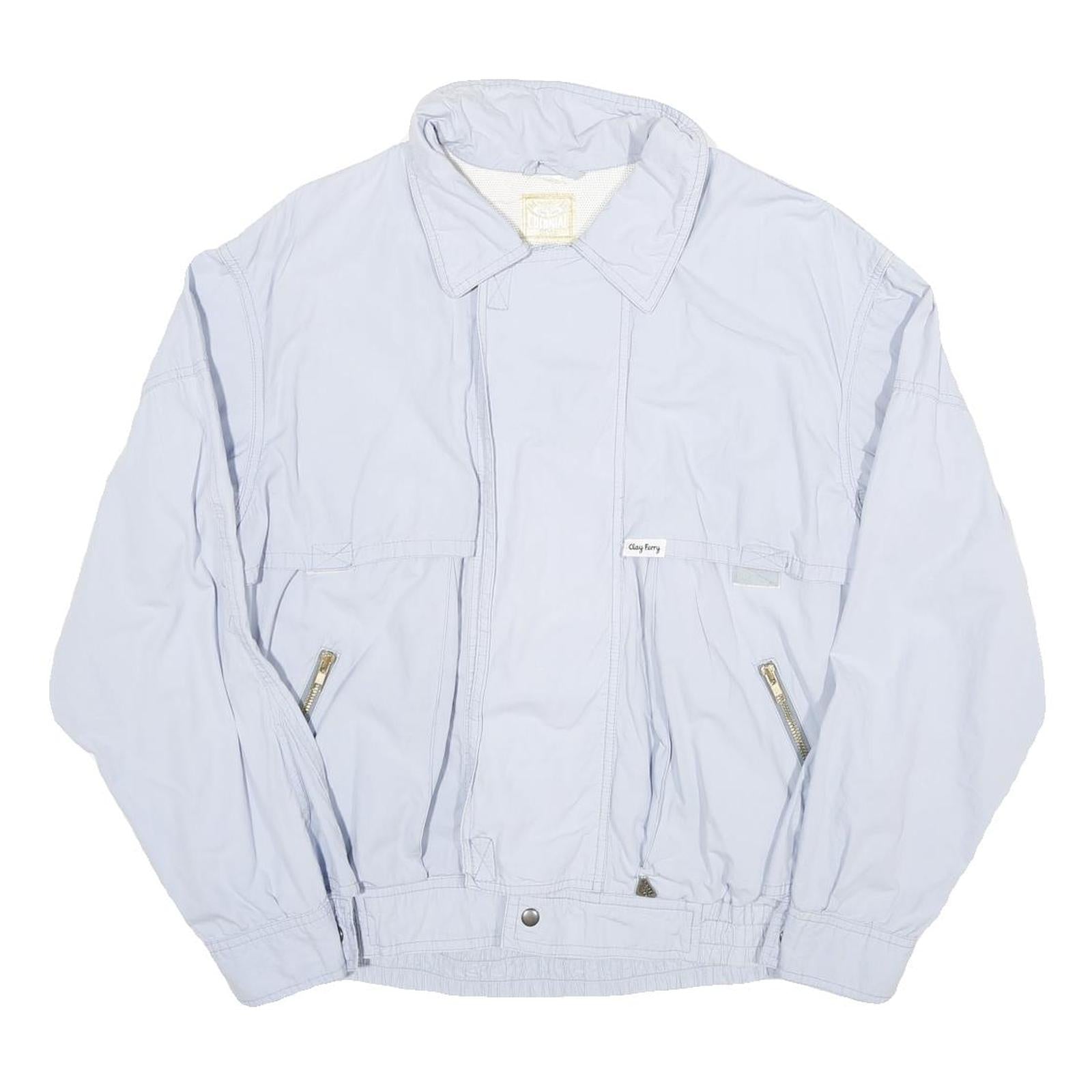 CLAY FERRY Mens Light Blue Cotton Blend Zip Jacket L Casual Outerwear Refurbished - N/A refurbished available on Cerqular