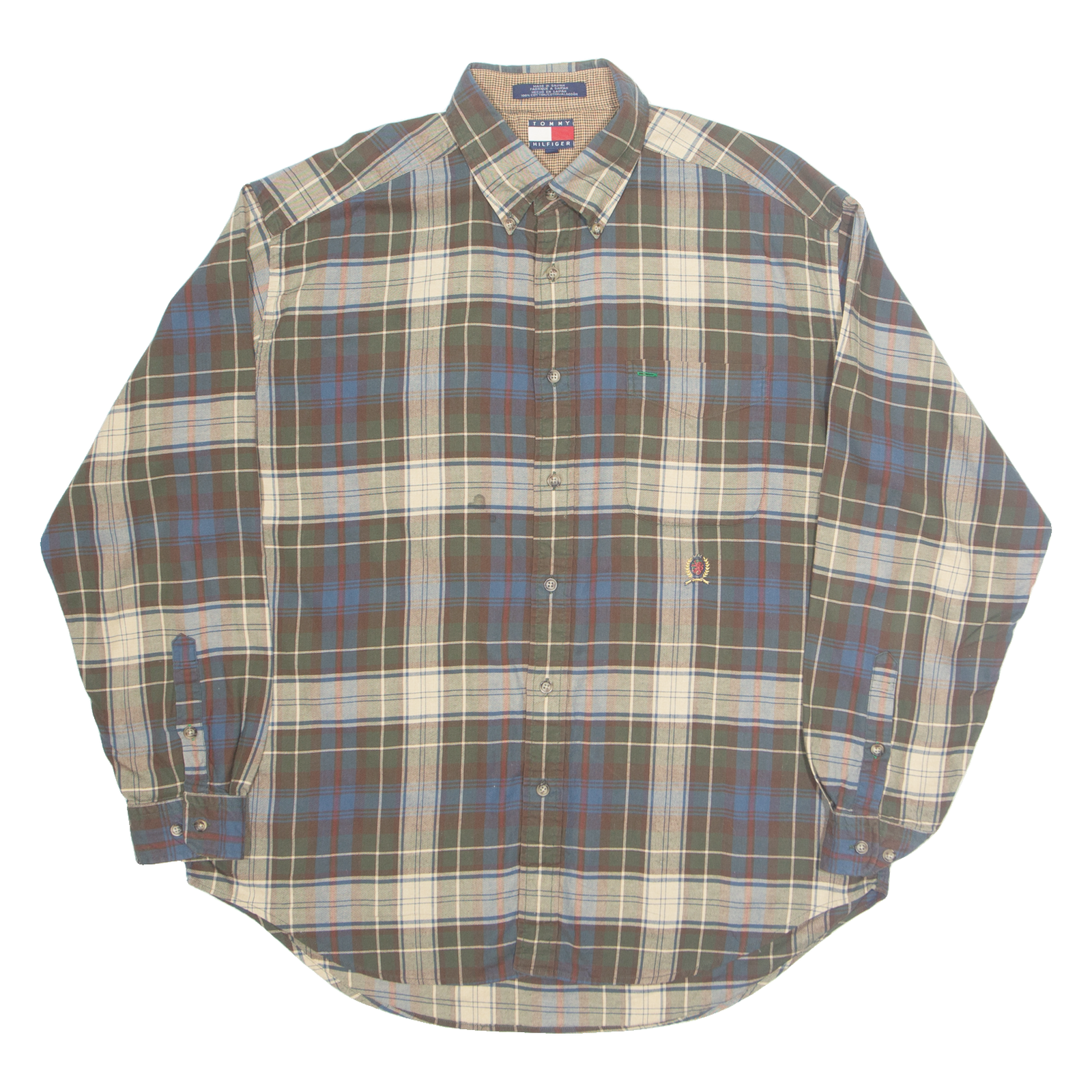 TOMMY HILFIGER Mens Shirt Green Check Long Sleeve L Refurbished - N/A refurbished available on Cerqular