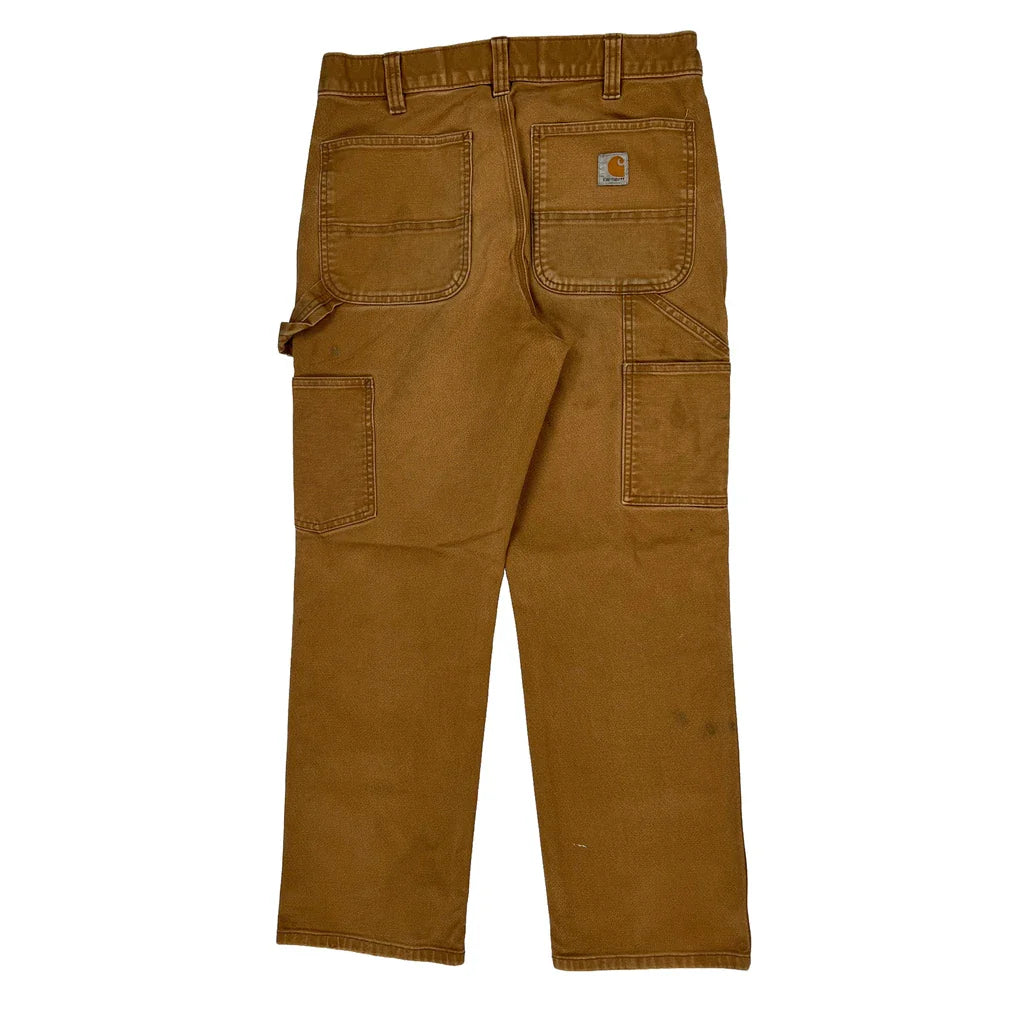 Carhartt Carpenter Trousers - 30W 30L Brown Cotton Refurbished - Thrifted (note: this is a term often used to describe second- refurbished available on Cerqular