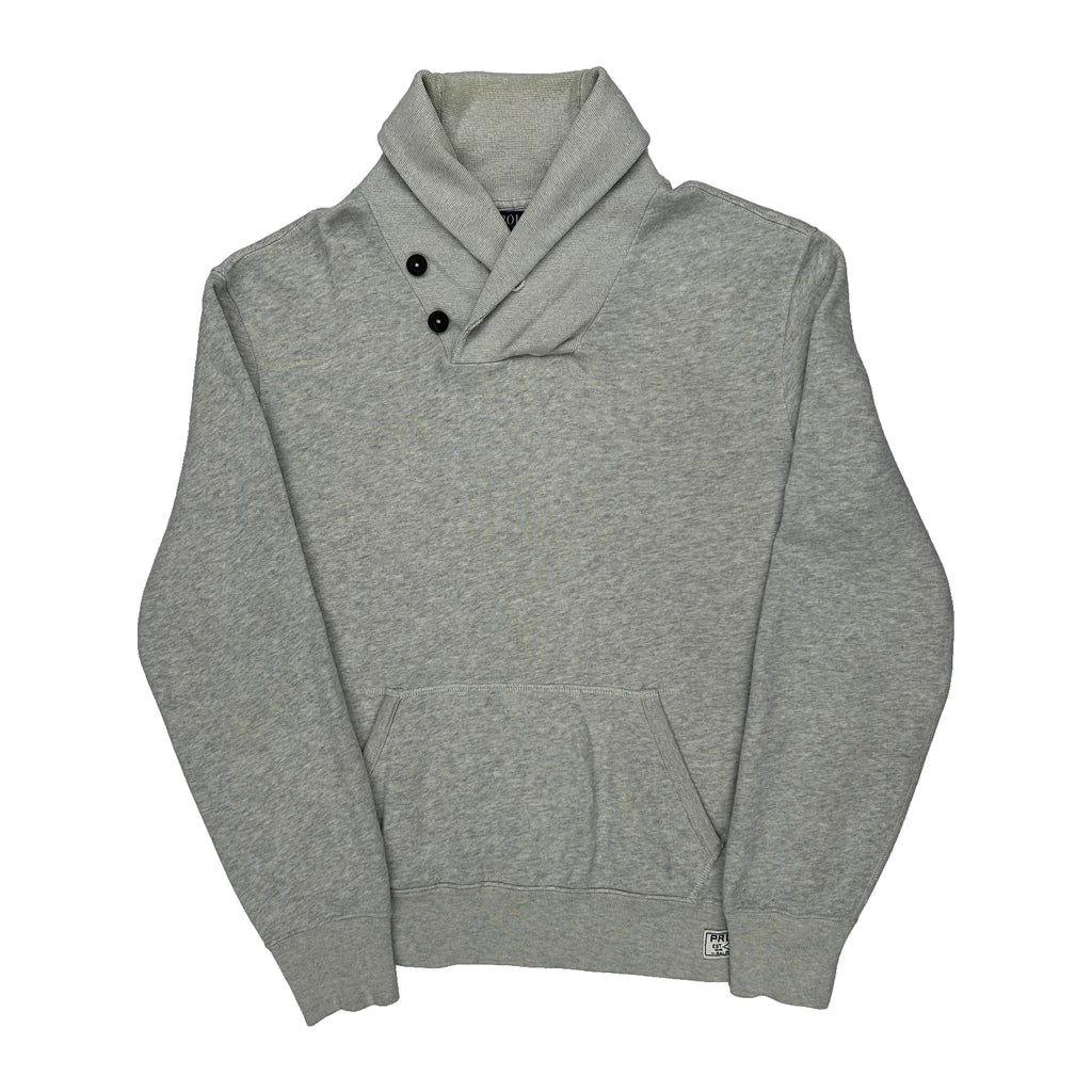 Polo By Ralph Lauren Sweatshirt - Large Grey Cotton Blend Refurbished - Thrifted (note: this is a term often used to describe second- refurbished available on Cerqular