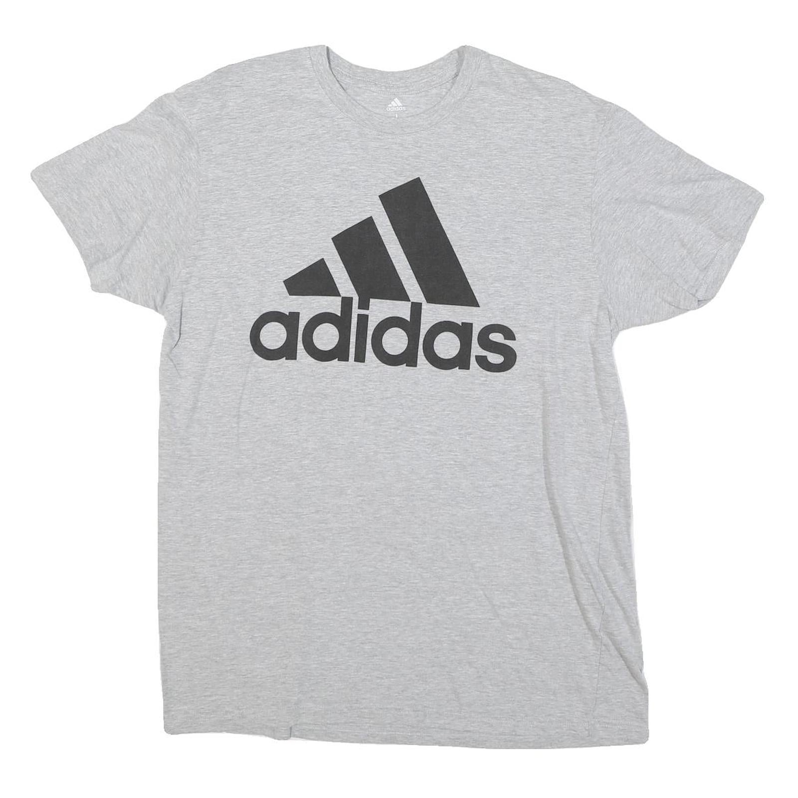 ADIDAS Mens Grey Black Logo Graphic T-Shirt L Short Sleeve Crew Neck Casual Refurbished - N/A refurbished available on Cerqular