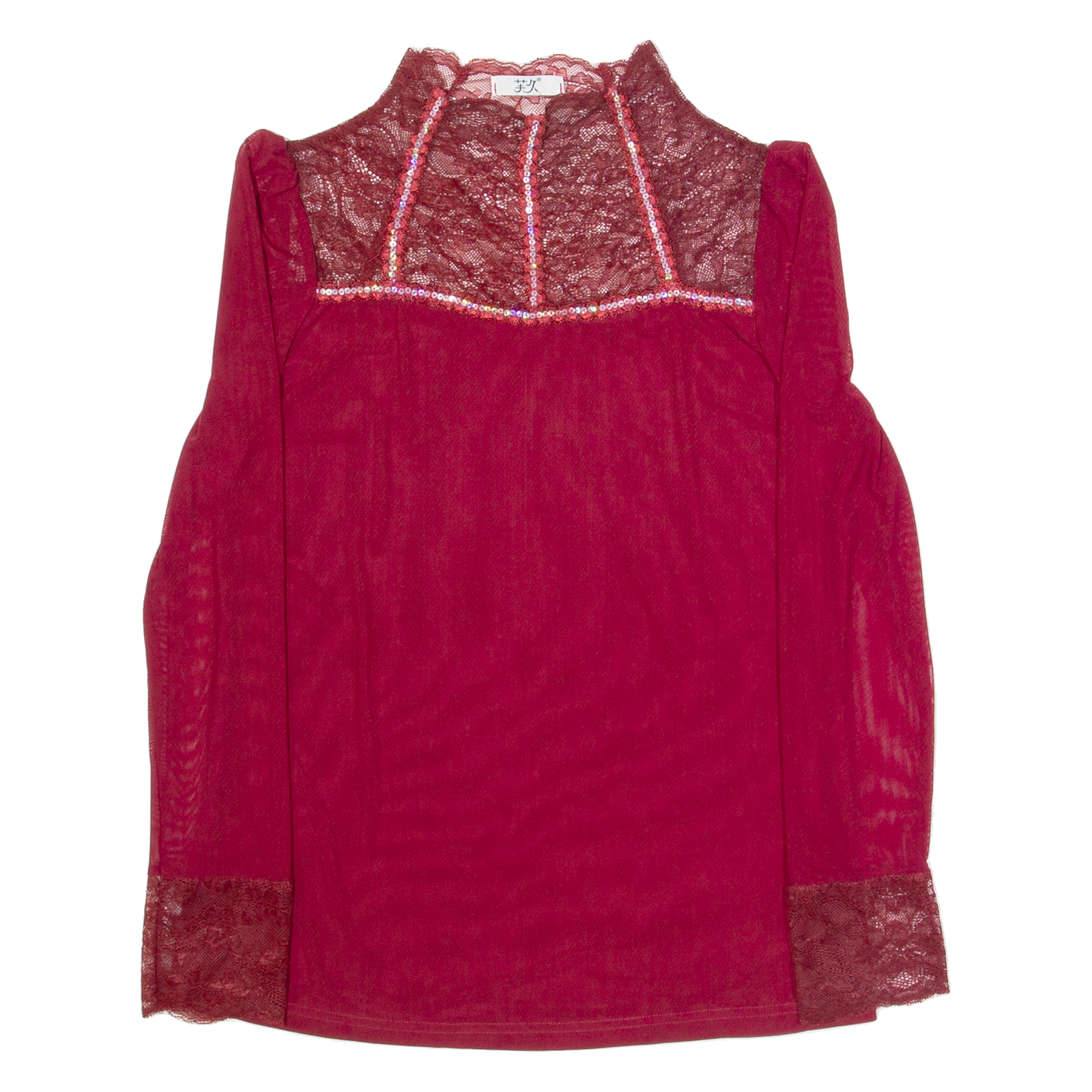 Womens Top Red High Neck Long Sleeve M Refurbished - N/A refurbished available on Cerqular