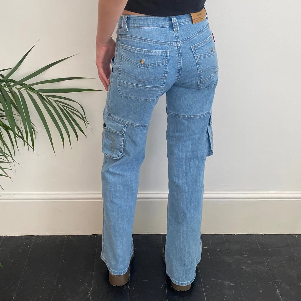 Good & Lui Cargo Jeans - 26W UK 4 Blue Cotton Refurbished - Thrifted (note: this is a term often used to describe second- refurbished available on Cerqular