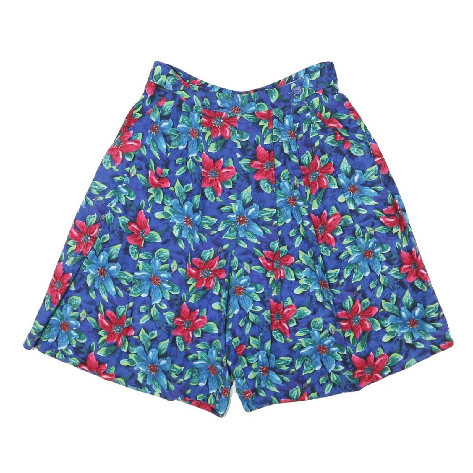 LIZ BAKER Womens Floral Print Casual Blue Red Cotton Blend Shorts M W27 Refurbished - N/A refurbished available on Cerqular