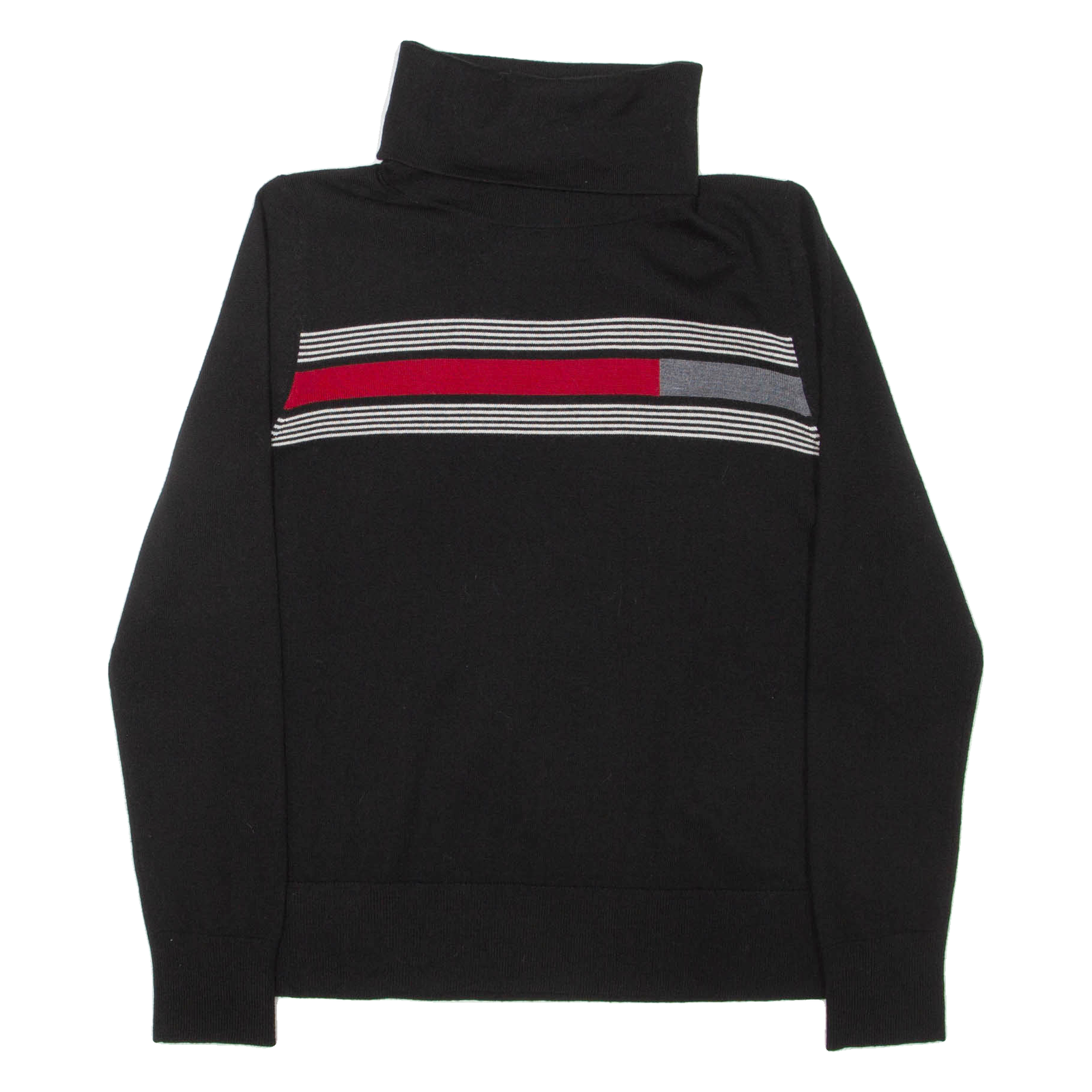 PENDLETON Womens Patterned Jumper Black Striped Roll Neck Tight Knit M Refurbished - N/A refurbished available on Cerqular