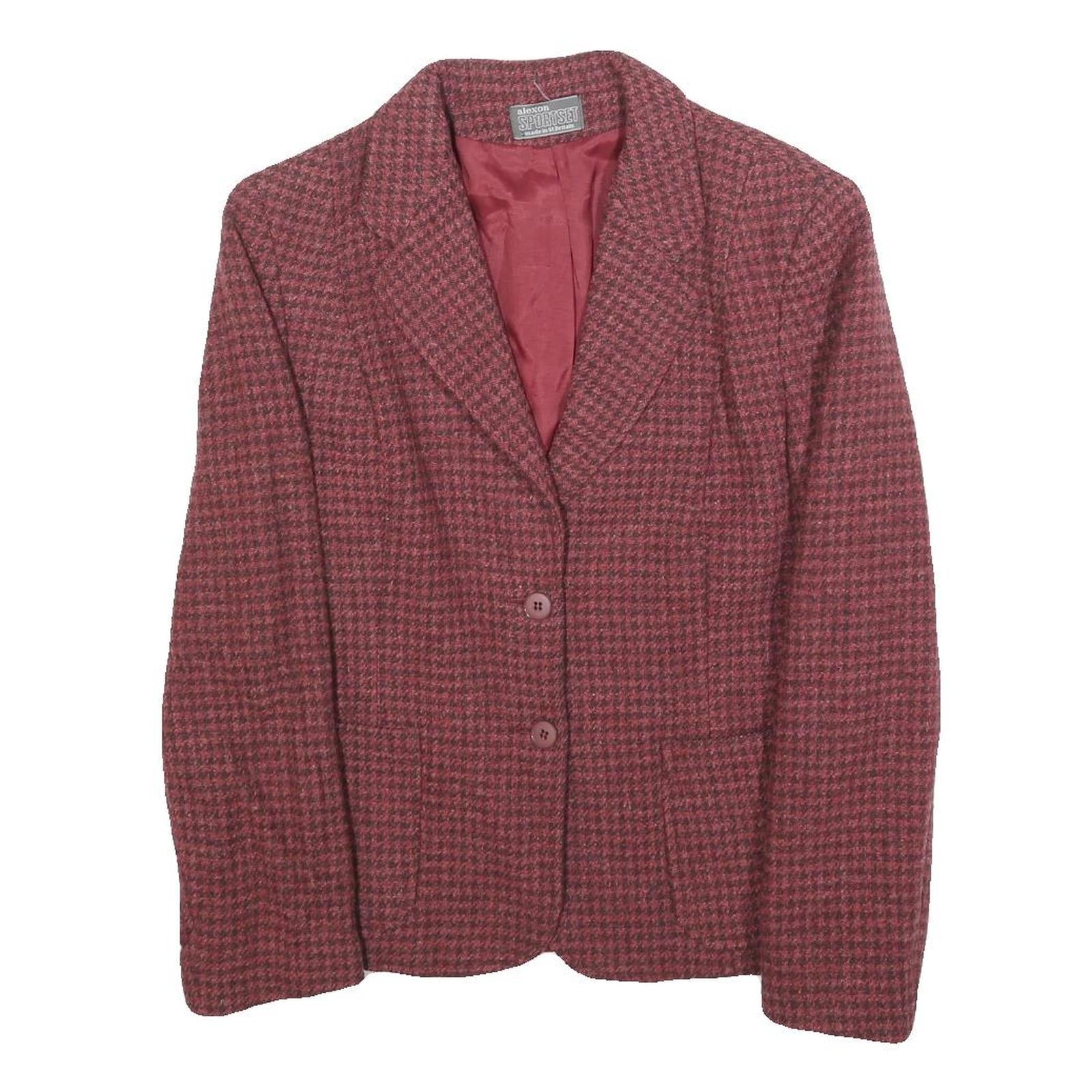 ALEXON Womens Red Houndstooth Button Jacket S Wool Blend Tailored Refurbished - N/A refurbished available on Cerqular