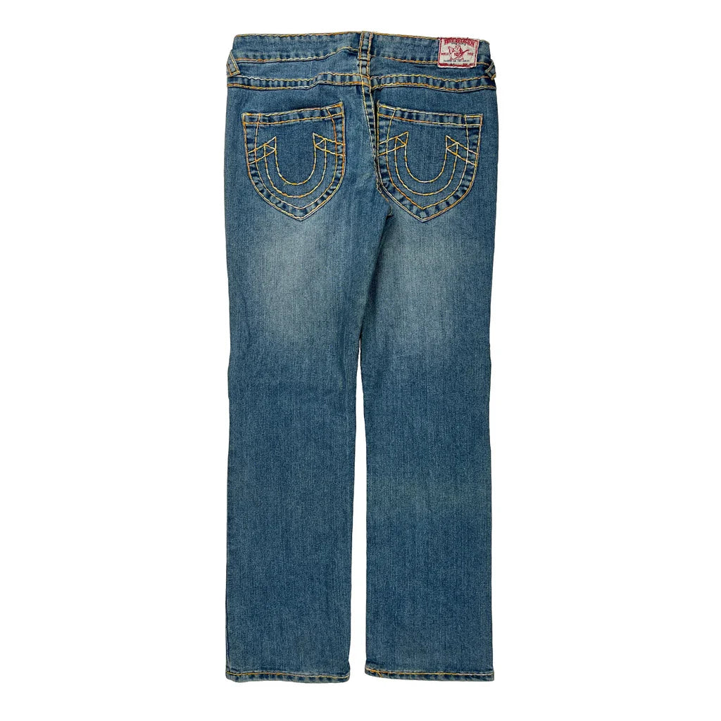 True Religion Contrast Stitch Jeans - 32W 31L Blue Denim Refurbished - Thrifted (note: this is a term often used to describe second- refurbished available on Cerqular