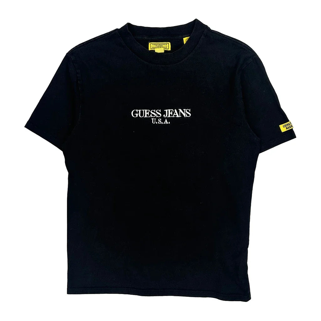 Chinatown Market Guess Graphic T-Shirt - Small Black Cotton Refurbished - Thrifted (note: this is a term often used to describe second- refurbished available on Cerqular