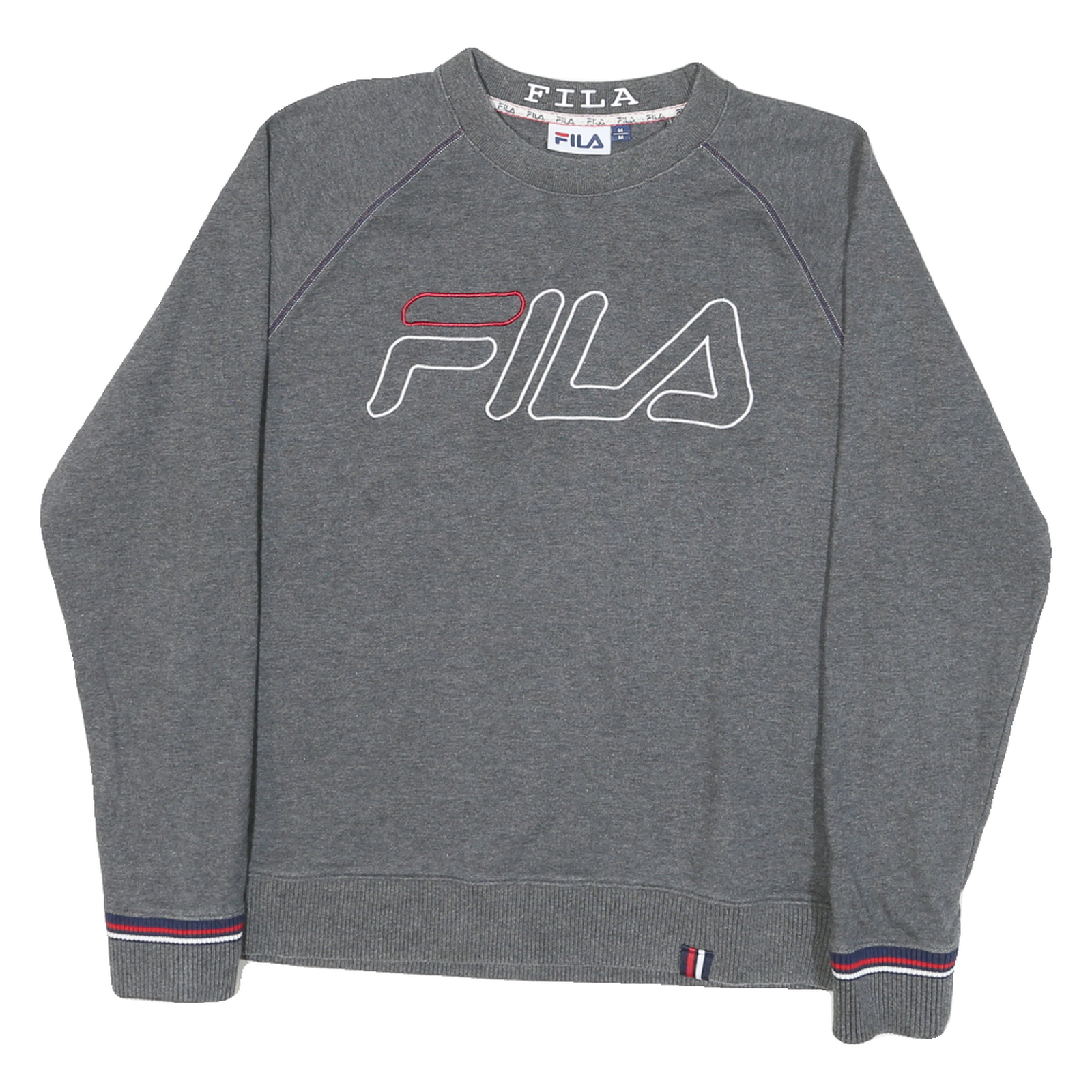 FILA Mens Grey Cotton Blend Crew Neck M Sweatshirt Logo Embroidered Casual Refurbished - N/A refurbished available on Cerqular