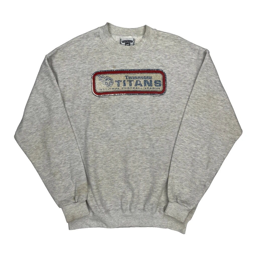 Tennessee Titans Lee Football Sweatshirt - Medium Grey Cotton Refurbished - Thrifted (note: this is a term often used to describe second- refurbished available on Cerqular