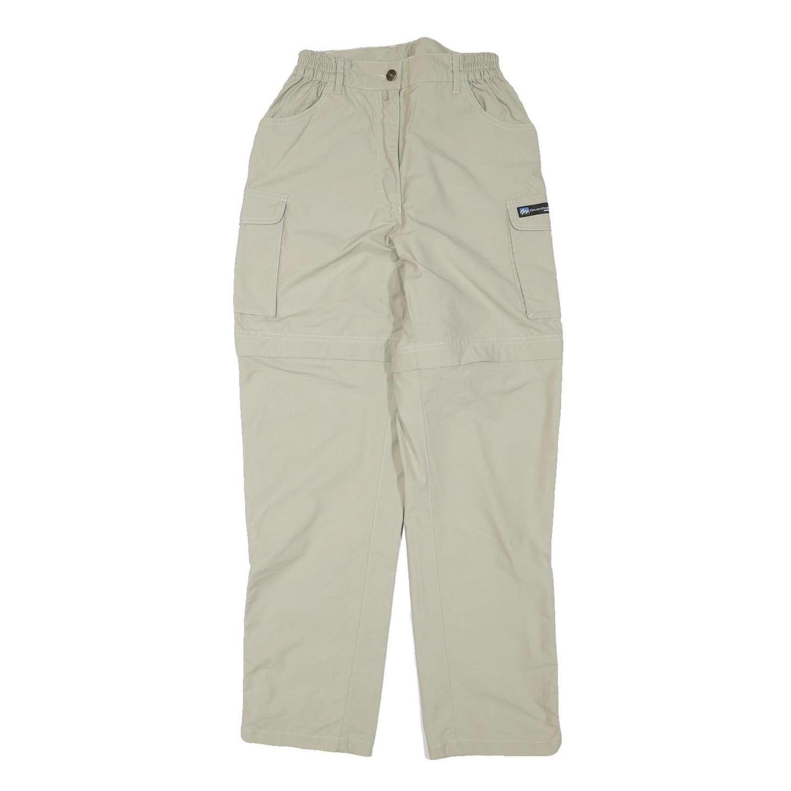 QEUCHUA Womens Polyester Blend Beige Relaxed Zip Cargo Trousers W24 L29 Outdoor Refurbished - N/A refurbished available on Cerqular