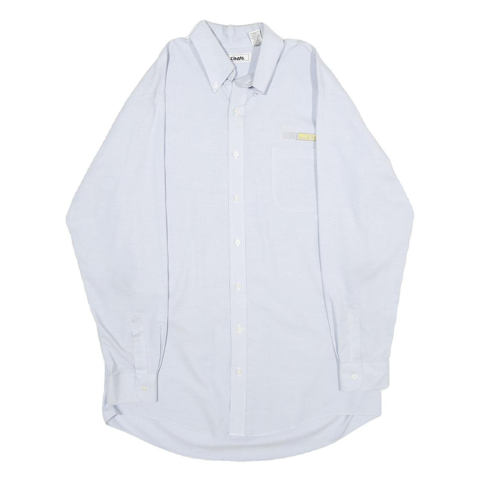 CINTAS Mens Light Blue Shirt L Button Down Collar Long Sleeve Cotton Blend Refurbished - N/A refurbished available on Cerqular