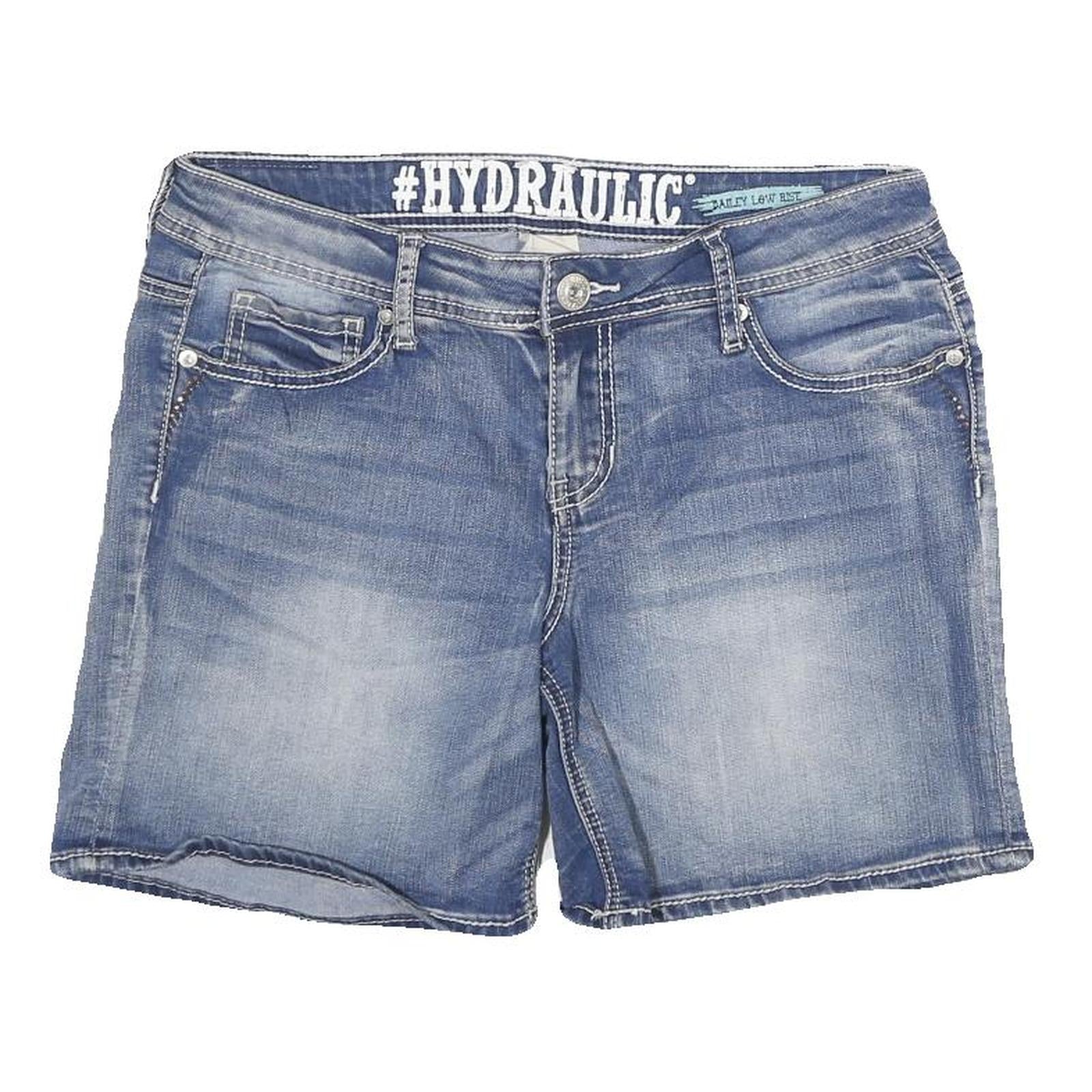 HYDRAULIC Womens Denim Blue Casual Shorts L W30 Embroidered Pockets Low Rise Refurbished - N/A refurbished available on Cerqular