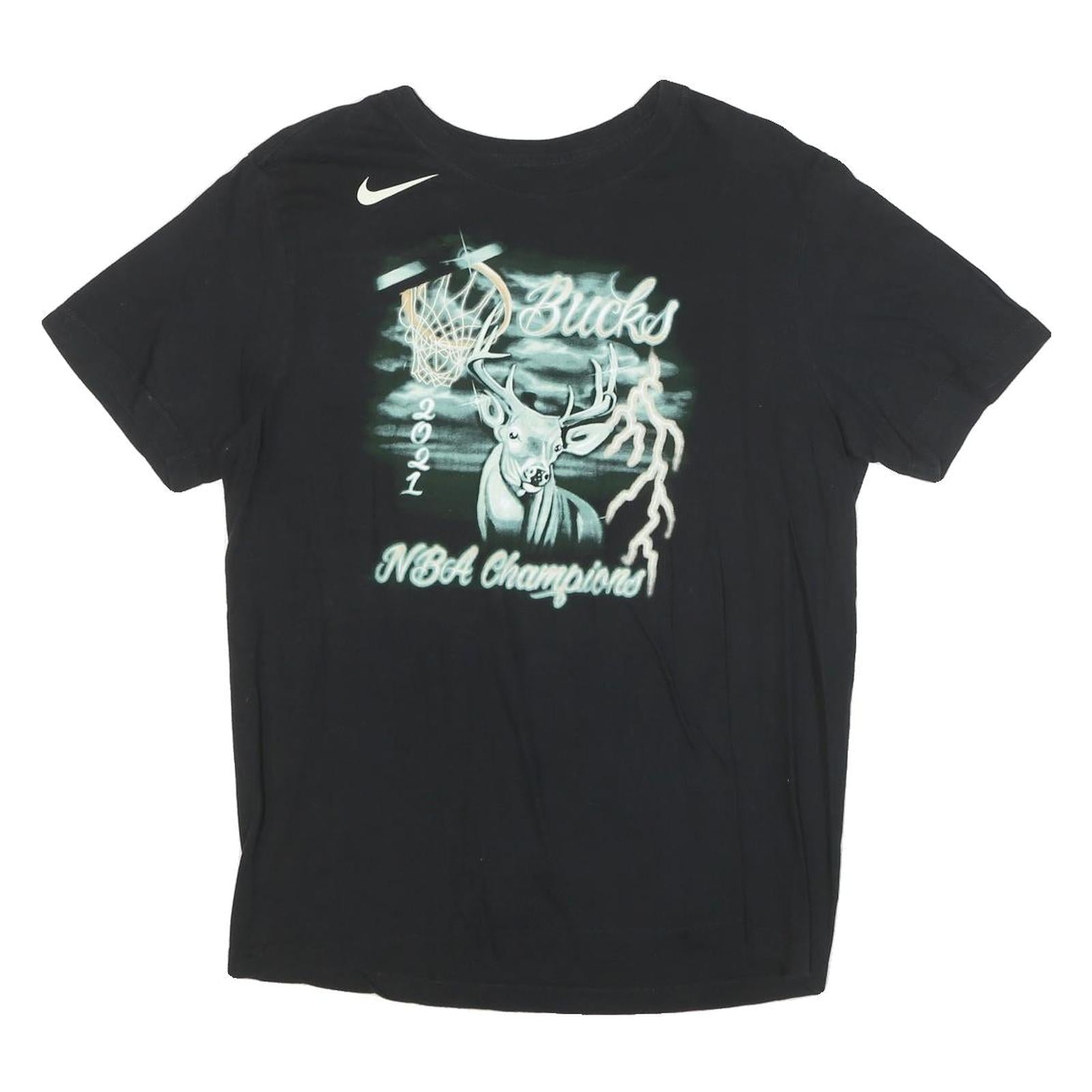 Buy NIKE Mens Black Bucks NBA Champions Graphic T-Shirt M Crew Neck Short Sleeve Refurbished - $32.49 NIKE Mens Black Bucks NBA Champions Graphic T-Shirt M Crew Neck Short Sleeve Refurbished - N/A refurbished available on Cerqular