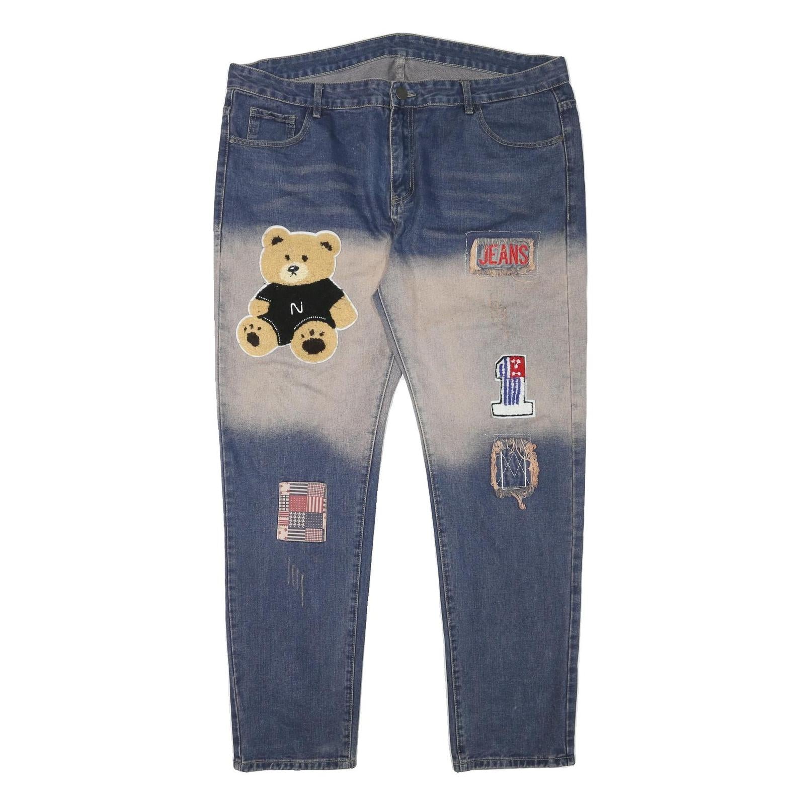 Blue Mens Slim Cotton Blend Denim Jeans W42 L31 Patch Detail Casual Refurbished - N/A refurbished available on Cerqular