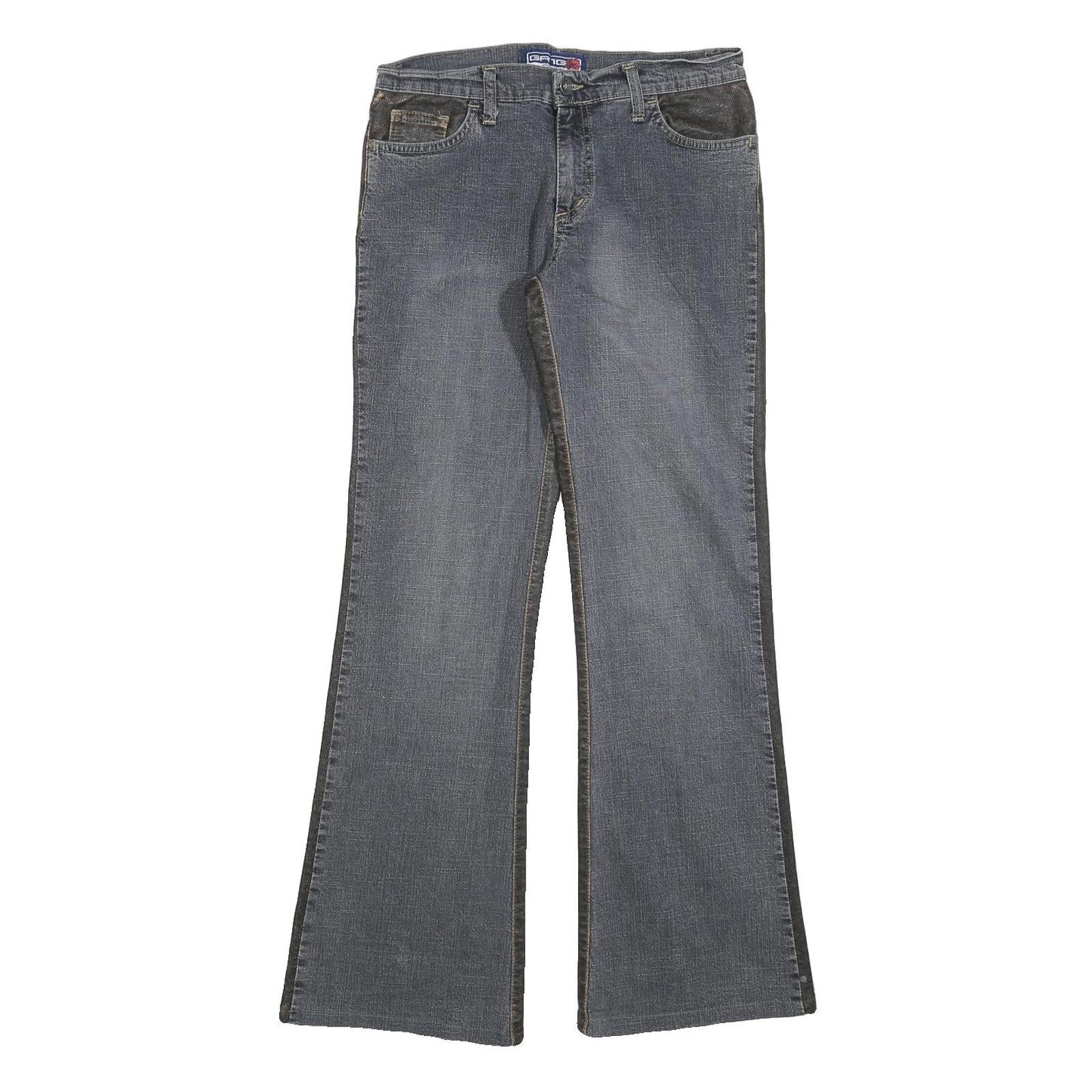 GANG Womens Grey & Black Regular Fit Flared Denim Rinse W29 L30 Stretch Zip Refurbished - N/A refurbished available on Cerqular