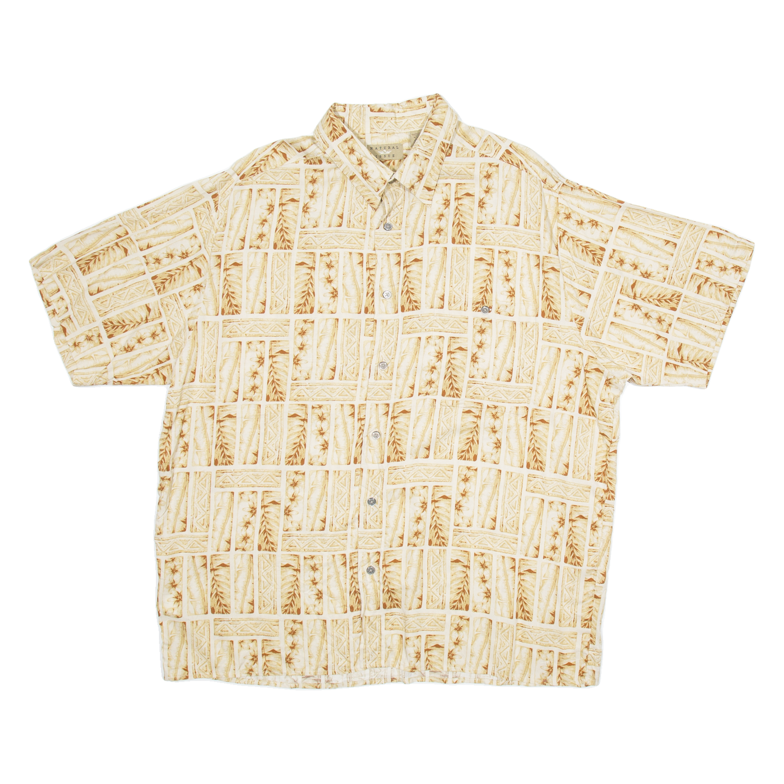 NATURAL ISSUE Mens Shirt Beige Floral XL Refurbished - N/A refurbished available on Cerqular