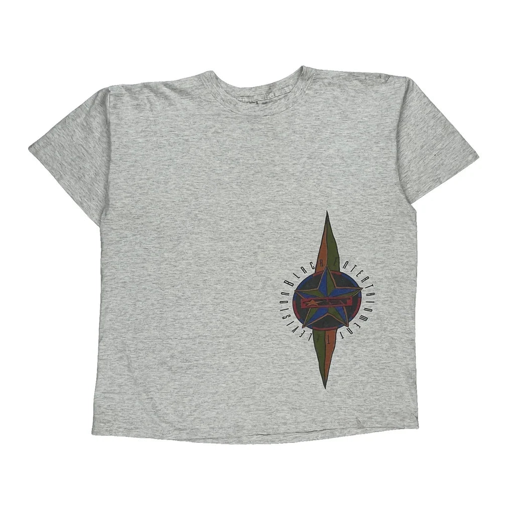 Compass Salem Single Stitch T-Shirt - XL Grey Cotton Refurbished - Thrifted (note: this is a term often used to describe second- refurbished available on Cerqular