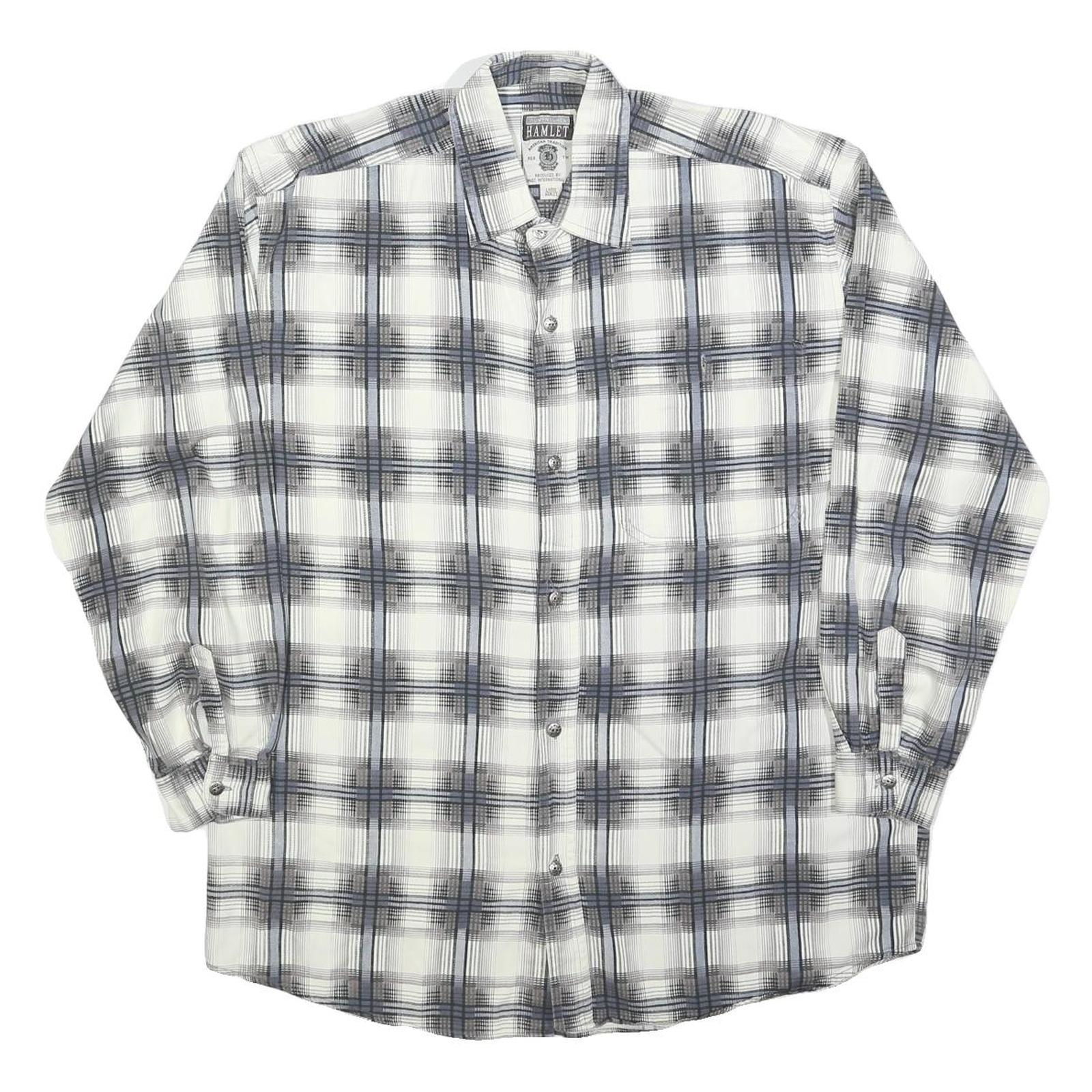 Buy HAMLET Mens White & Grey Check Shirt L Cotton Blend Long Sleeve Button Closure Refurbished - $19.49 HAMLET Mens White & Grey Check Shirt L Cotton Blend Long Sleeve Button Closure Refurbished - N/A refurbished available on Cerqular