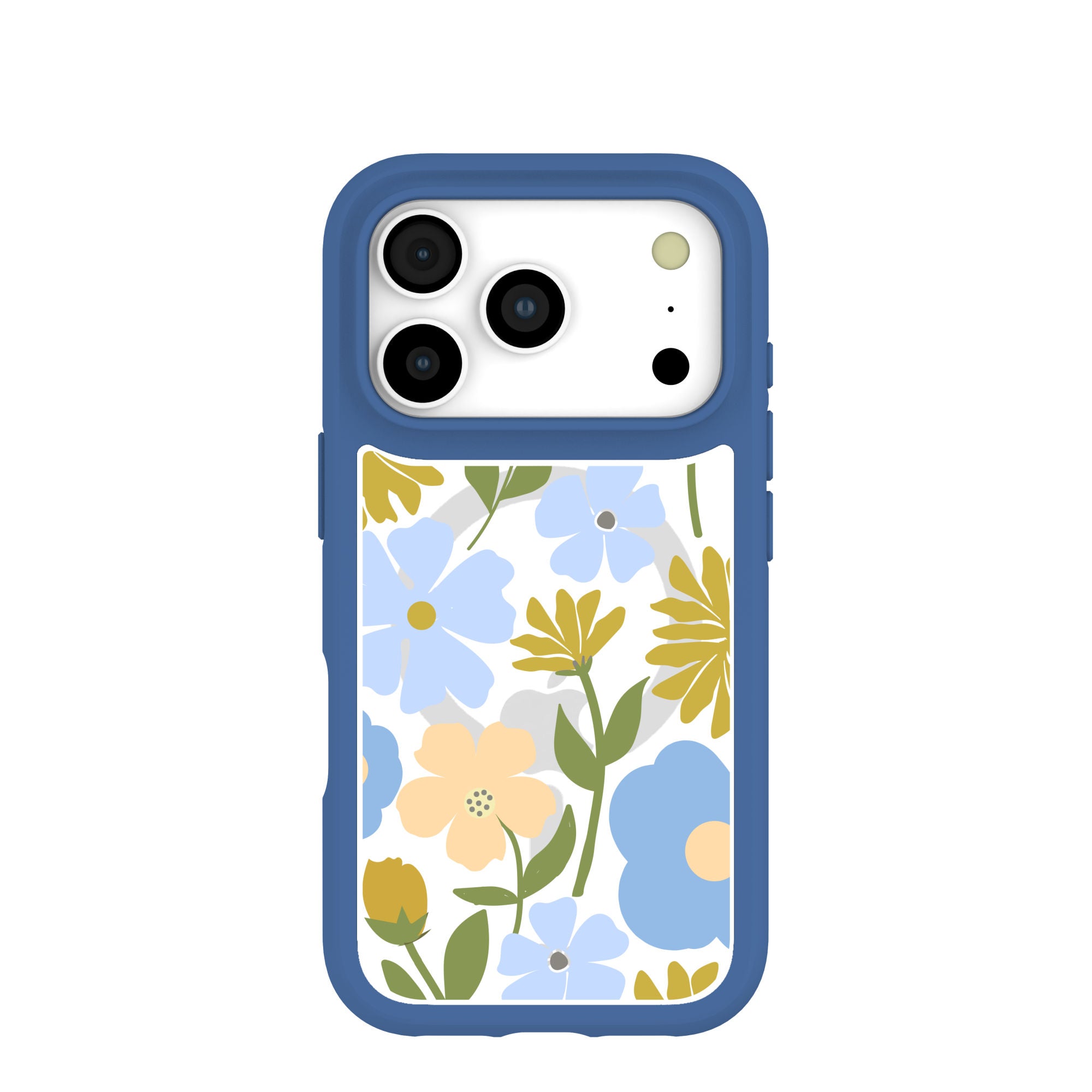 Clear Blossom Trail iPhone 17 Pro Case With True Blue Ridge (MagSafe included) Refurbished - Pela Case refurbished available on Cerqular