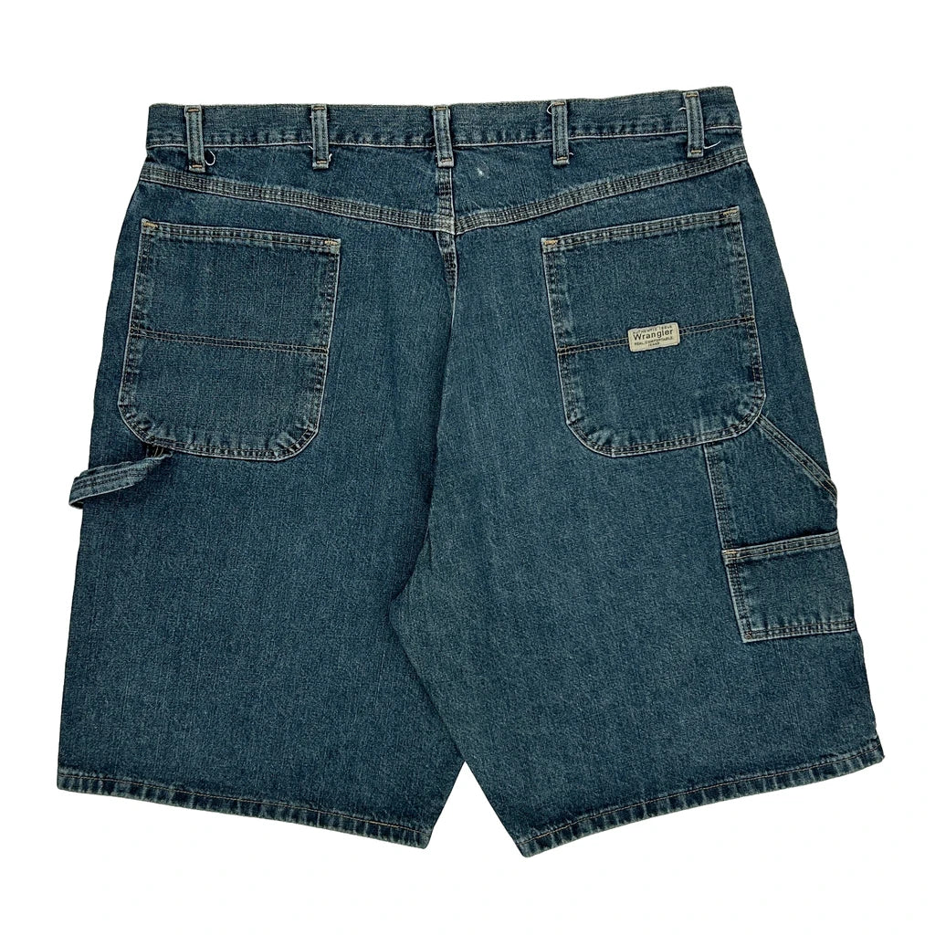 Buy Wrangler Carpenter Shorts - 38W 10L Dark Wash Cotton Refurbished - $14.86 Wrangler Carpenter Shorts - 38W 10L Dark Wash Cotton Refurbished - Thrifted (note: this is a term often used to describe second- refurbished available on Cerqular
