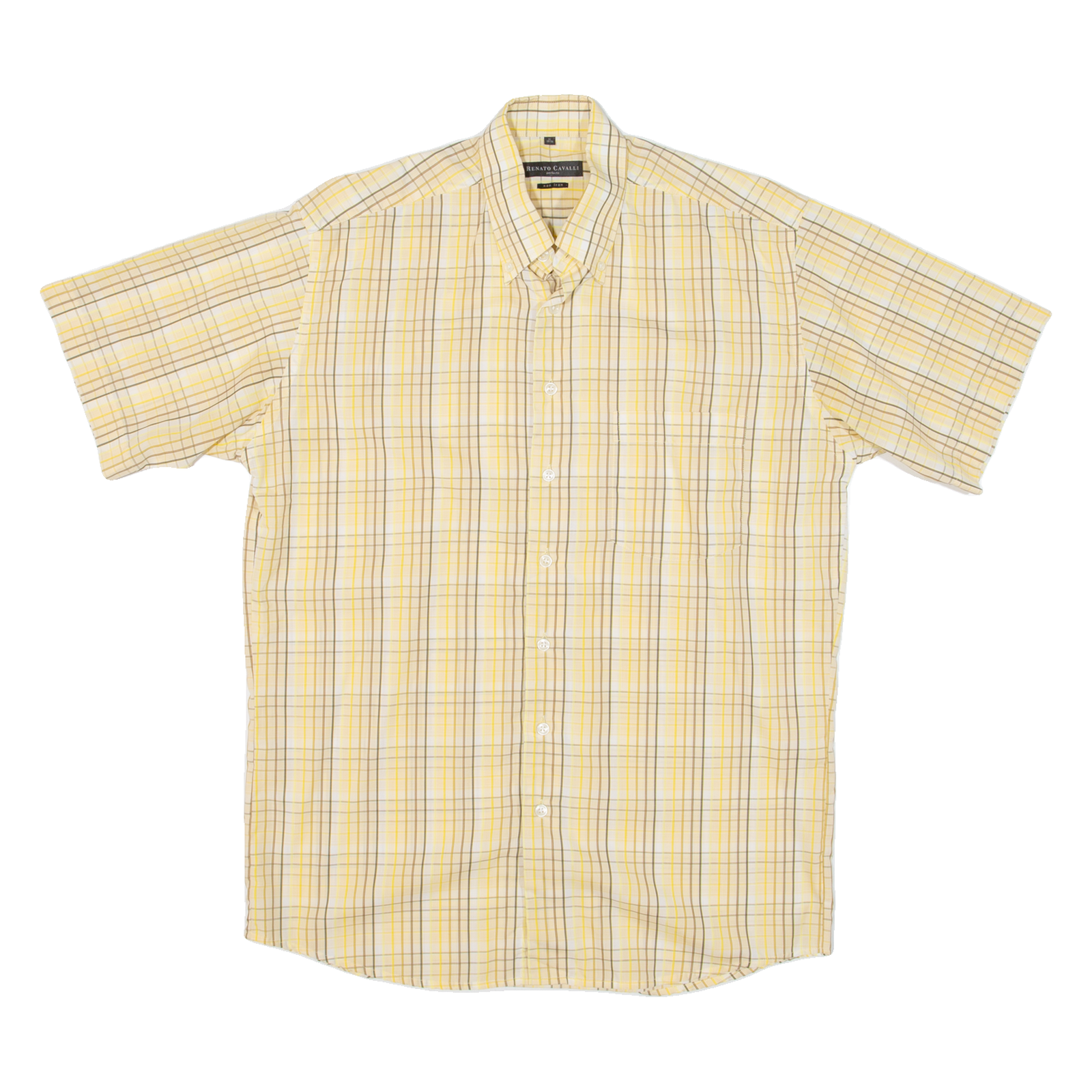RENATO CAVALLI Mens Shirt Yellow Check M Refurbished - N/A refurbished available on Cerqular