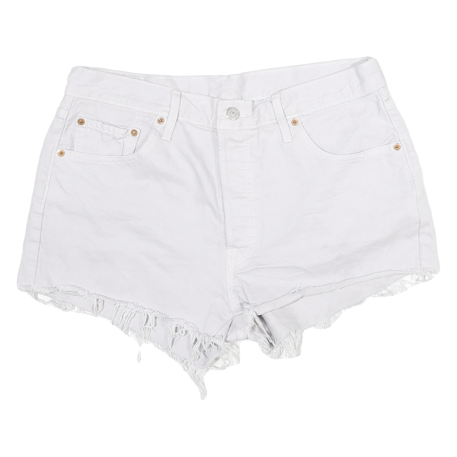 LEVI'S Womens White Cotton Blend Casual Shorts XL W32 Frayed Hem Denim Style Refurbished - N/A refurbished available on Cerqular