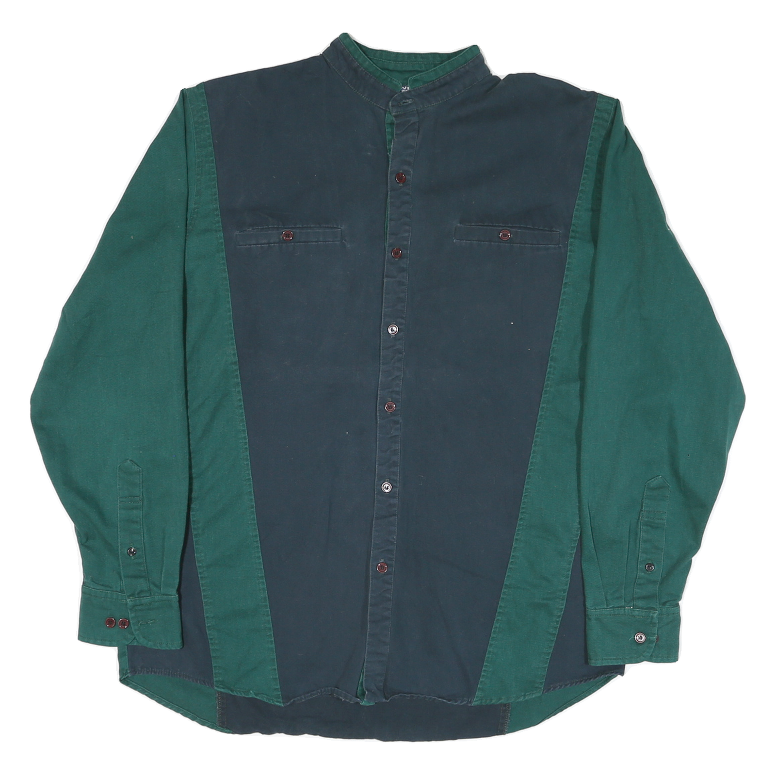 SPINDLE CREEK Mens Green & Blue Colourblock Cotton Blend Shirt L Button Collar Refurbished - N/A refurbished available on Cerqular
