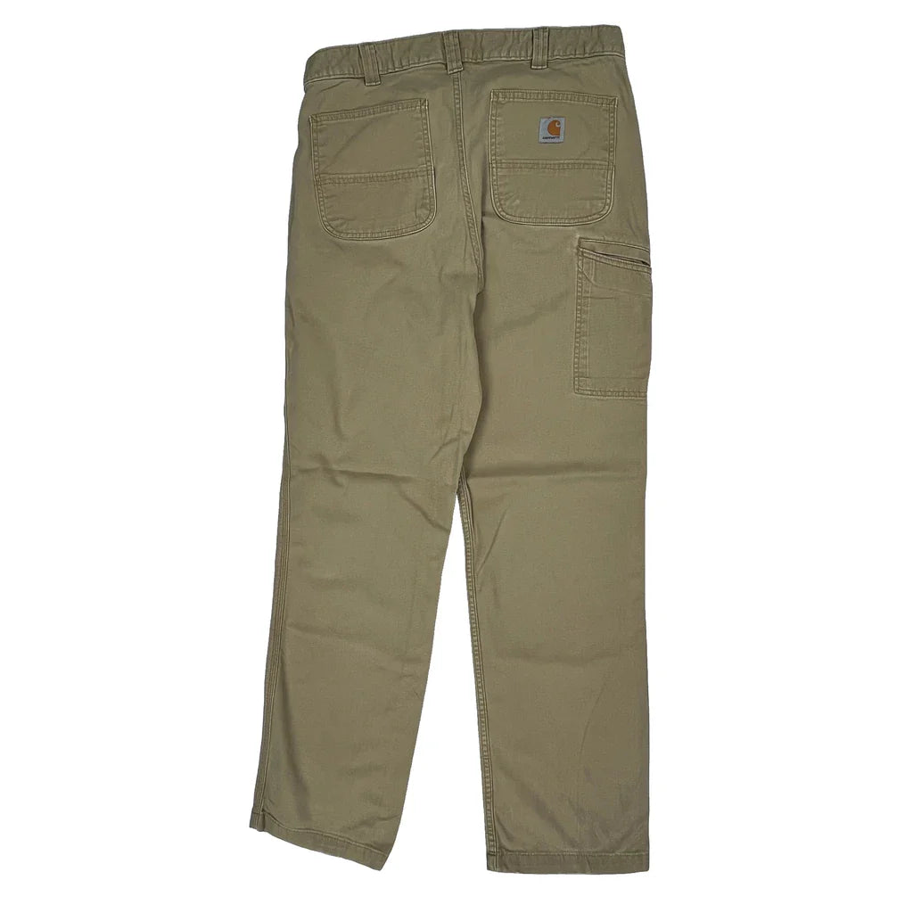 Carhartt Carpenter Trousers - 34W 34L Khaki Cotton Refurbished - Thrifted (note: this is a term often used to describe second- refurbished available on Cerqular