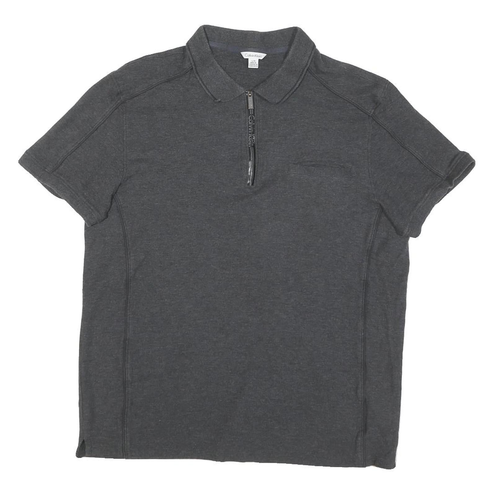 Buy CALVIN KLEIN Mens Grey Short Sleeve Plain L Polo Shirt Cotton Blend Zip Neck Refurbished - $24.69 CALVIN KLEIN Mens Grey Short Sleeve Plain L Polo Shirt Cotton Blend Zip Neck Refurbished - N/A refurbished available on Cerqular