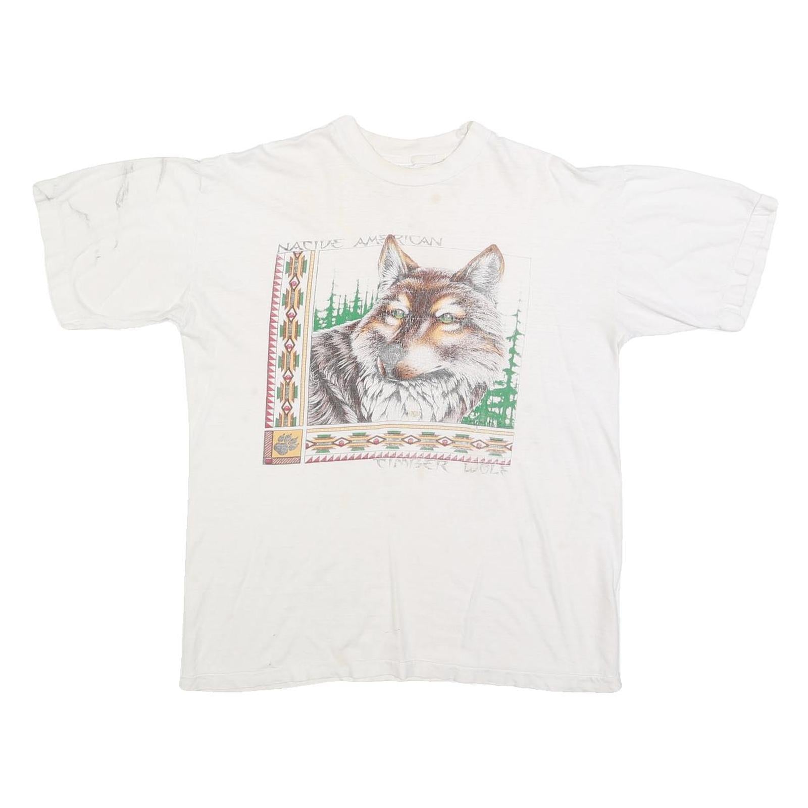 Womens White Cotton Blend Graphic T-Shirt M Short Sleeve Crew Neck Native Refurbished - N/A refurbished available on Cerqular