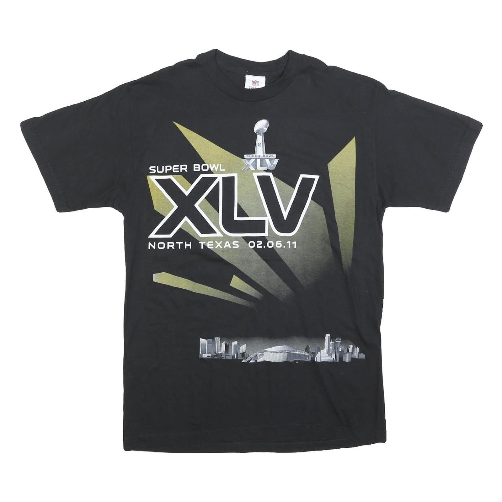 NFL Mens Black Super Bowl XLV Graphic T-Shirt M Short Sleeve Crew Neck Retro Refurbished - N/A refurbished available on Cerqular