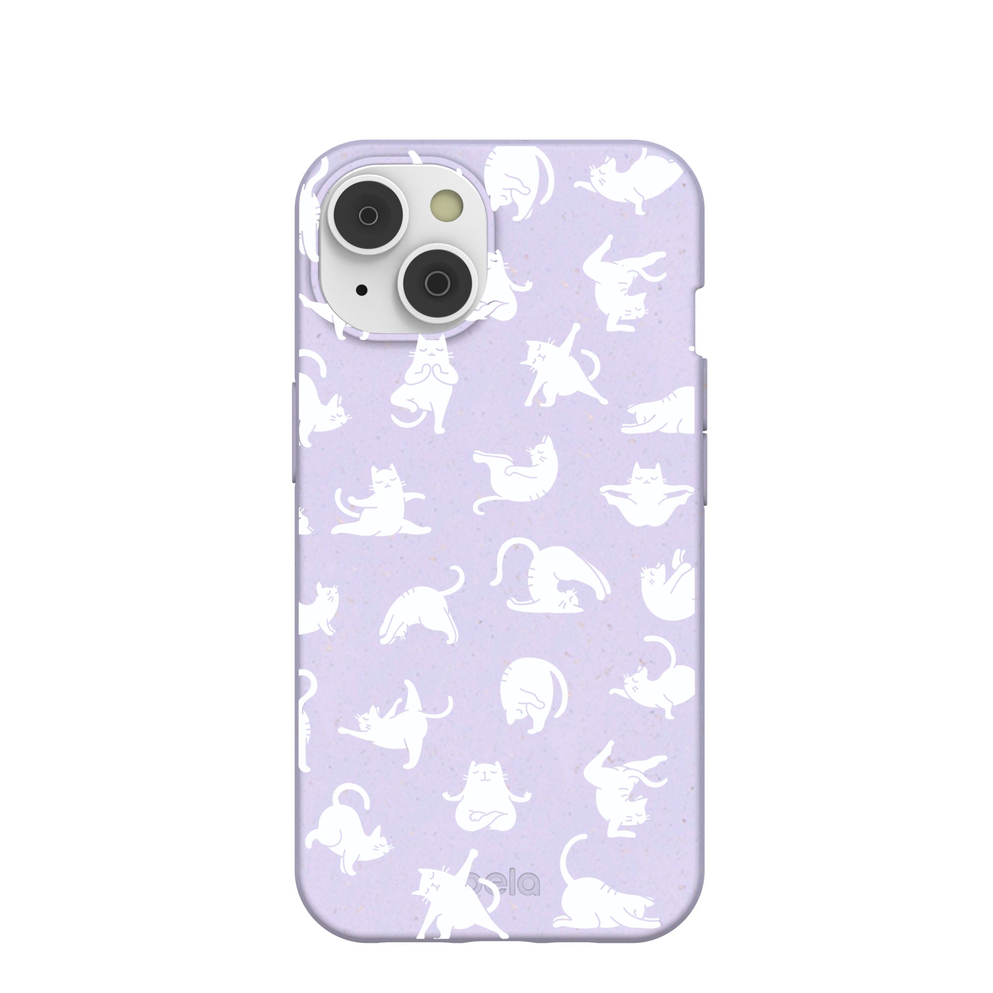 Lavender Yoga Cat iPhone 14/16e Case Refurbished - Pela Case refurbished available on Cerqular