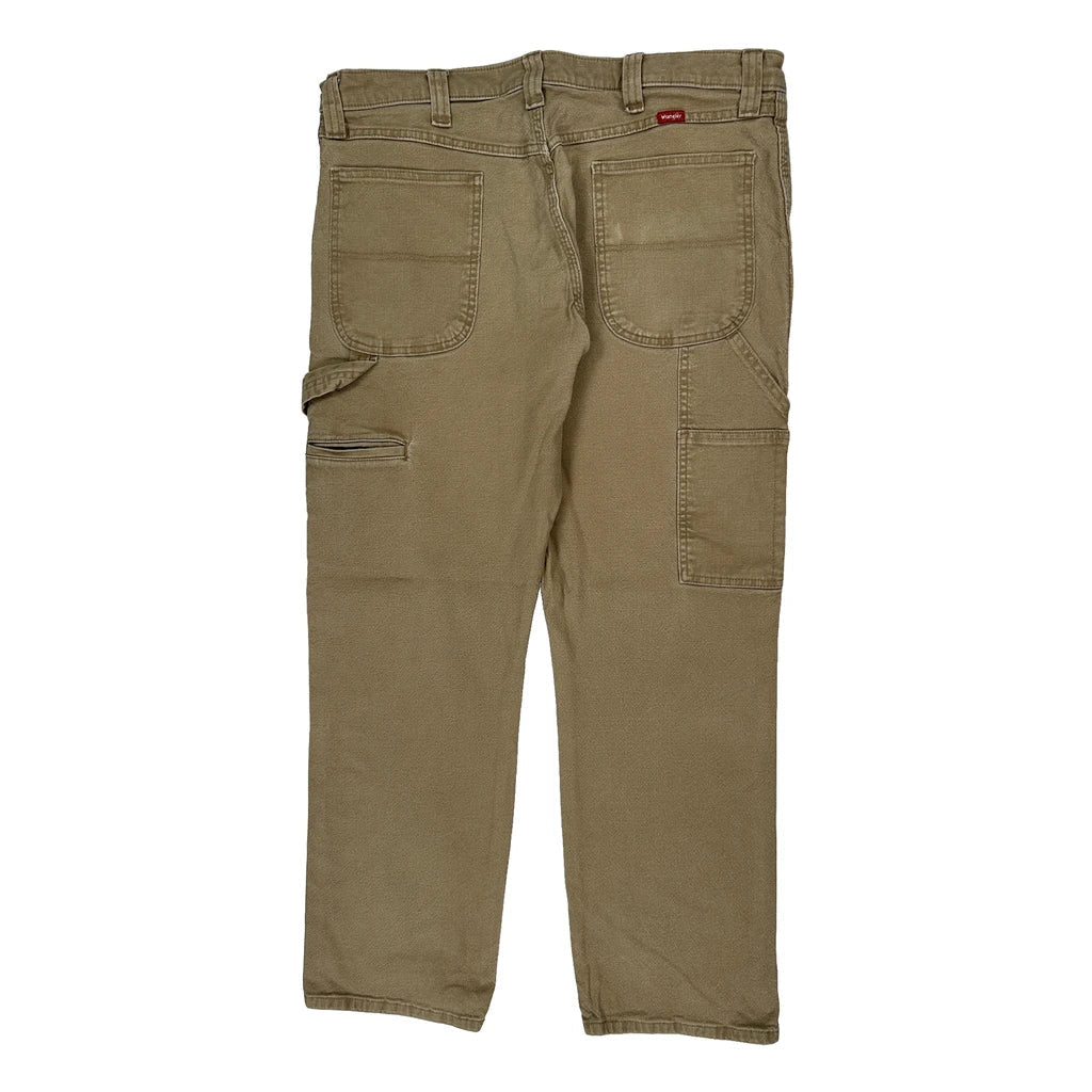 Wrangler Carpenter Trousers - 36W 30L Khaki Cotton Refurbished - Thrifted (note: this is a term often used to describe second- refurbished available on Cerqular