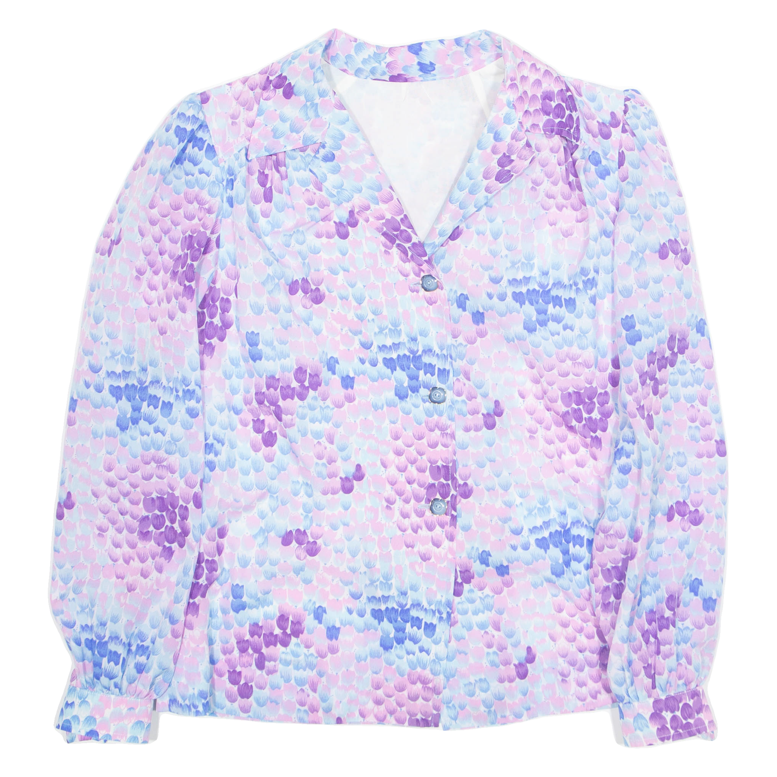 Womens Printed Blouse Purple V-Neck Long Sleeve Floral M Refurbished - N/A refurbished available on Cerqular
