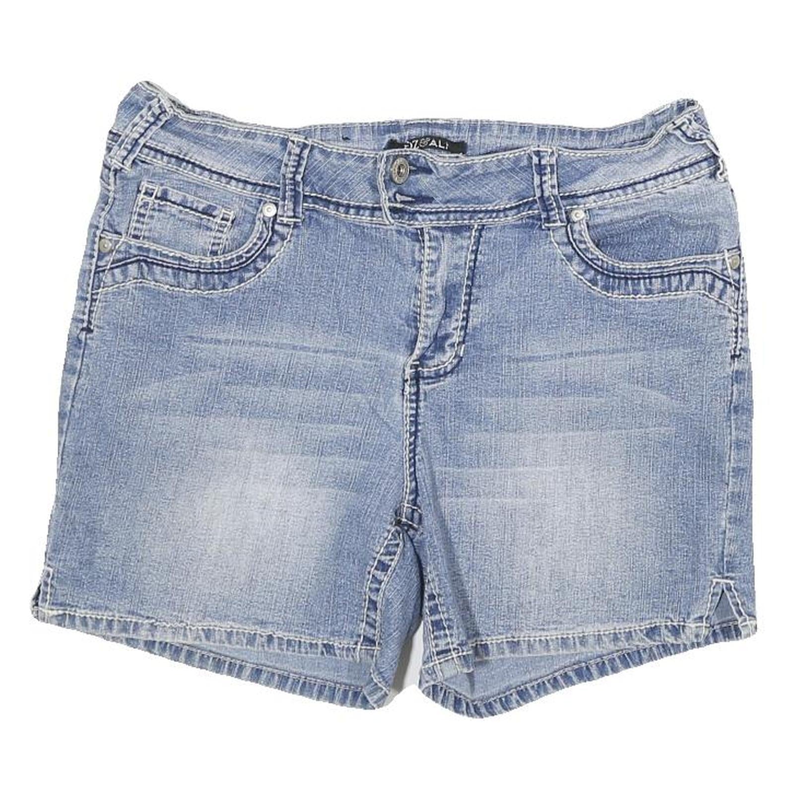 ROZ AND ALI Womens Shorts Blue Casual L W30 Embroidered Pocket Detail Refurbished - N/A refurbished available on Cerqular