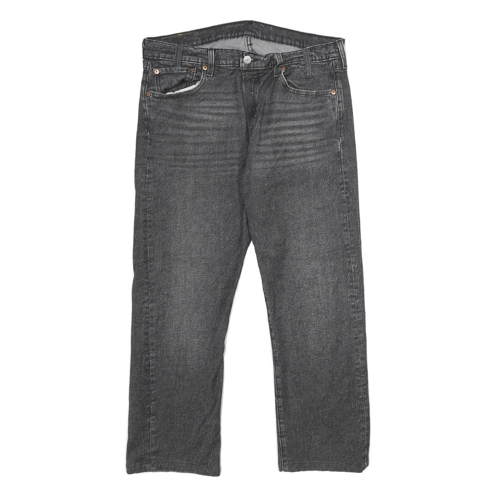 LEVI'S 501 Mens Jeans Black Classic Straight Denim Medium W34 L26 Button Closure Refurbished - N/A refurbished available on Cerqular