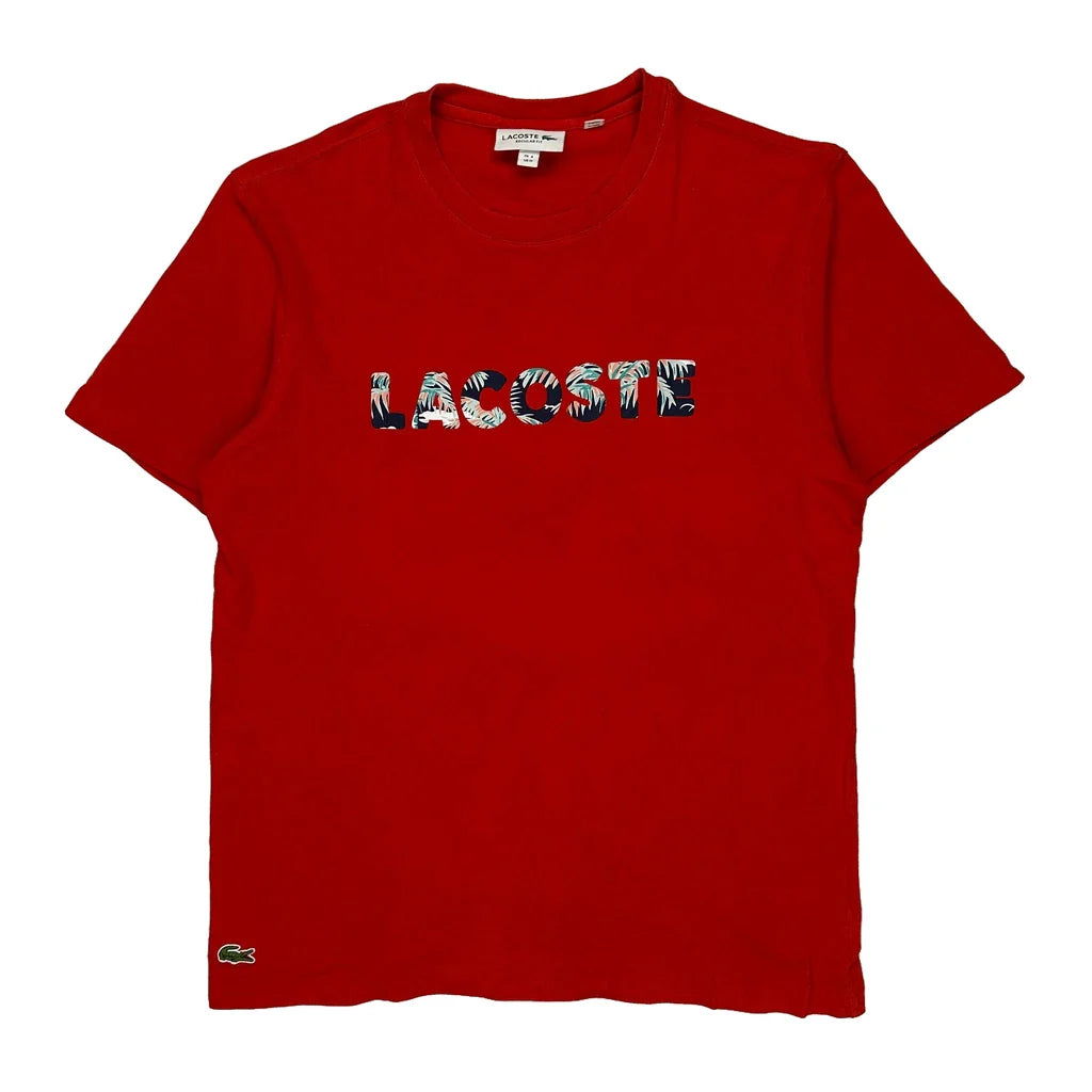 Lacoste Spellout T-Shirt - Medium Red Cotton Refurbished - Thrifted (note: this is a term often used to describe second- refurbished available on Cerqular